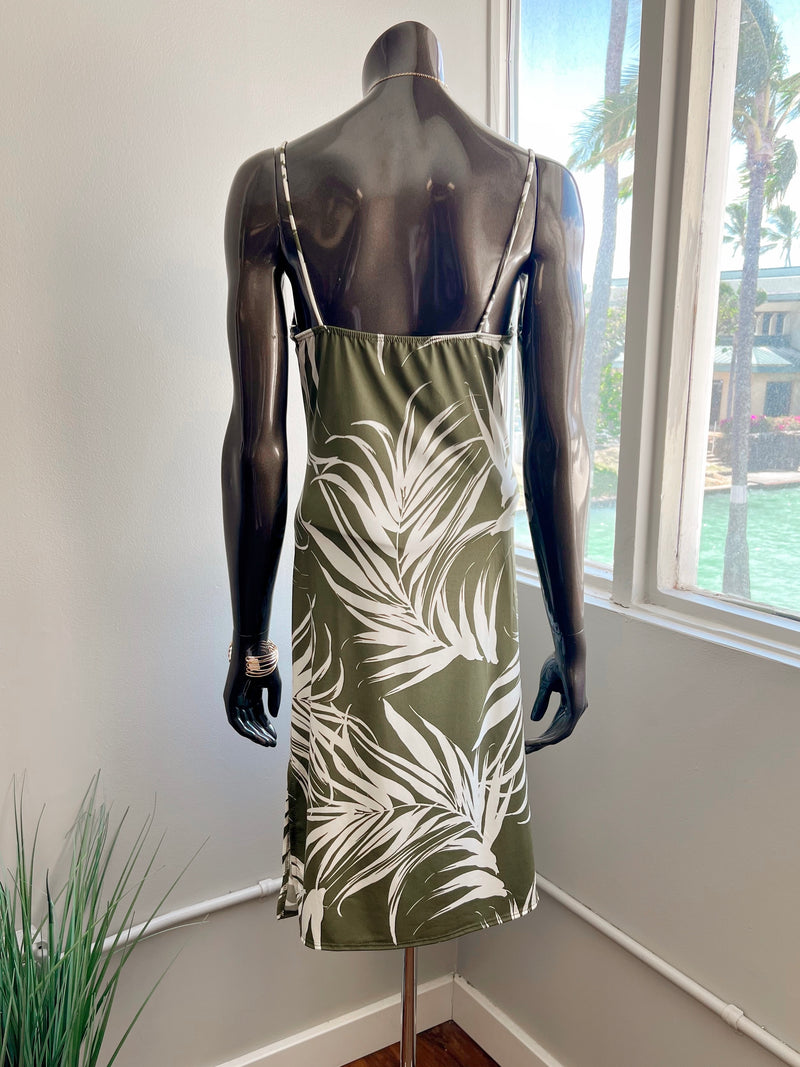Palm Print Cowl Midi Dress (3 colors)