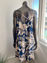 Leaf Print Strappy Back Dress