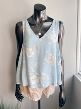 Light Wash Floral V-Tank (3 colors)