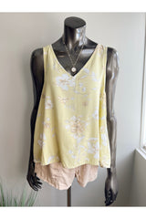 Light Wash Floral V-Tank (3 colors)