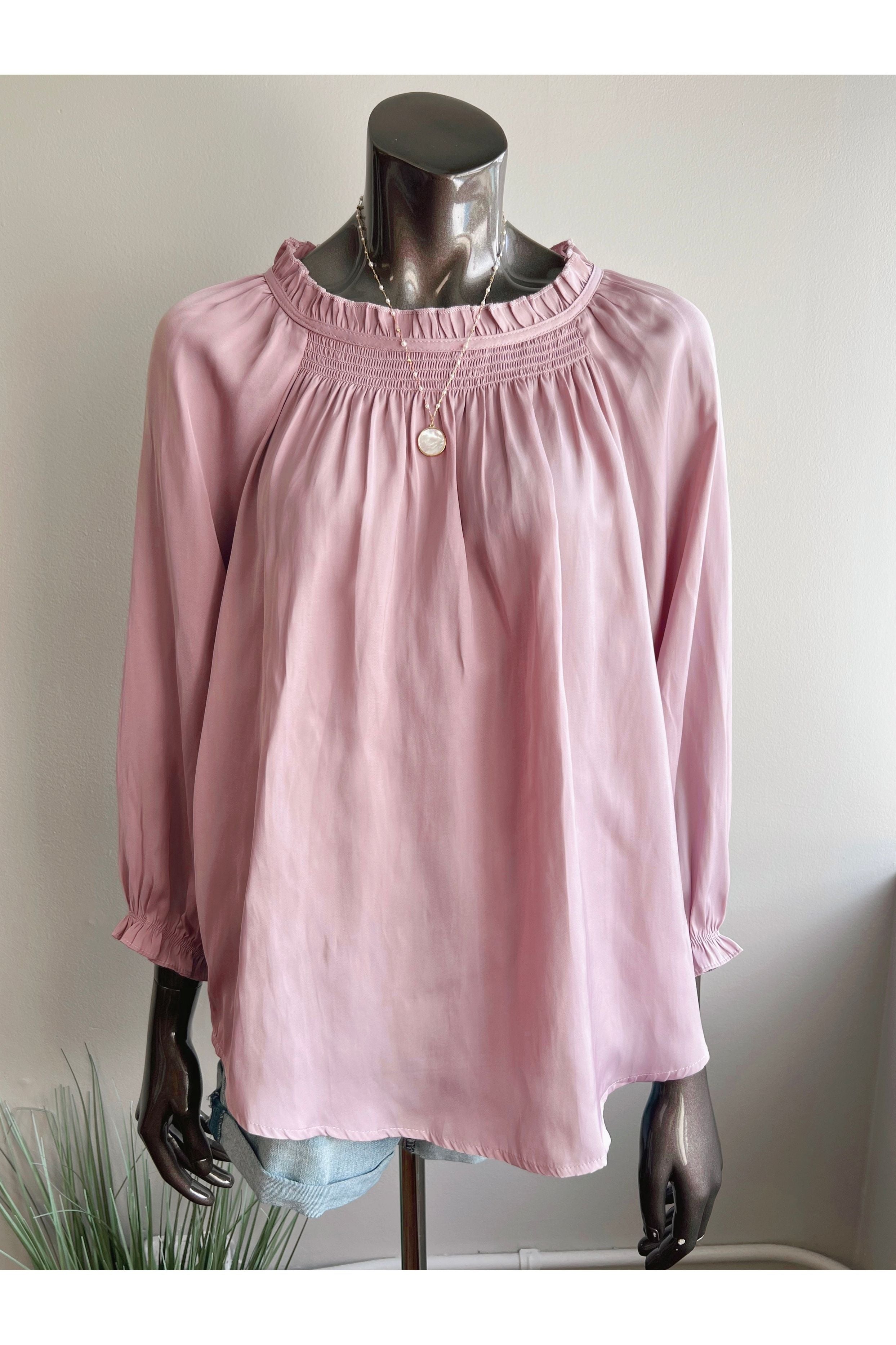 Smock Ruffle Neck L/S Top (FINAL SALE)