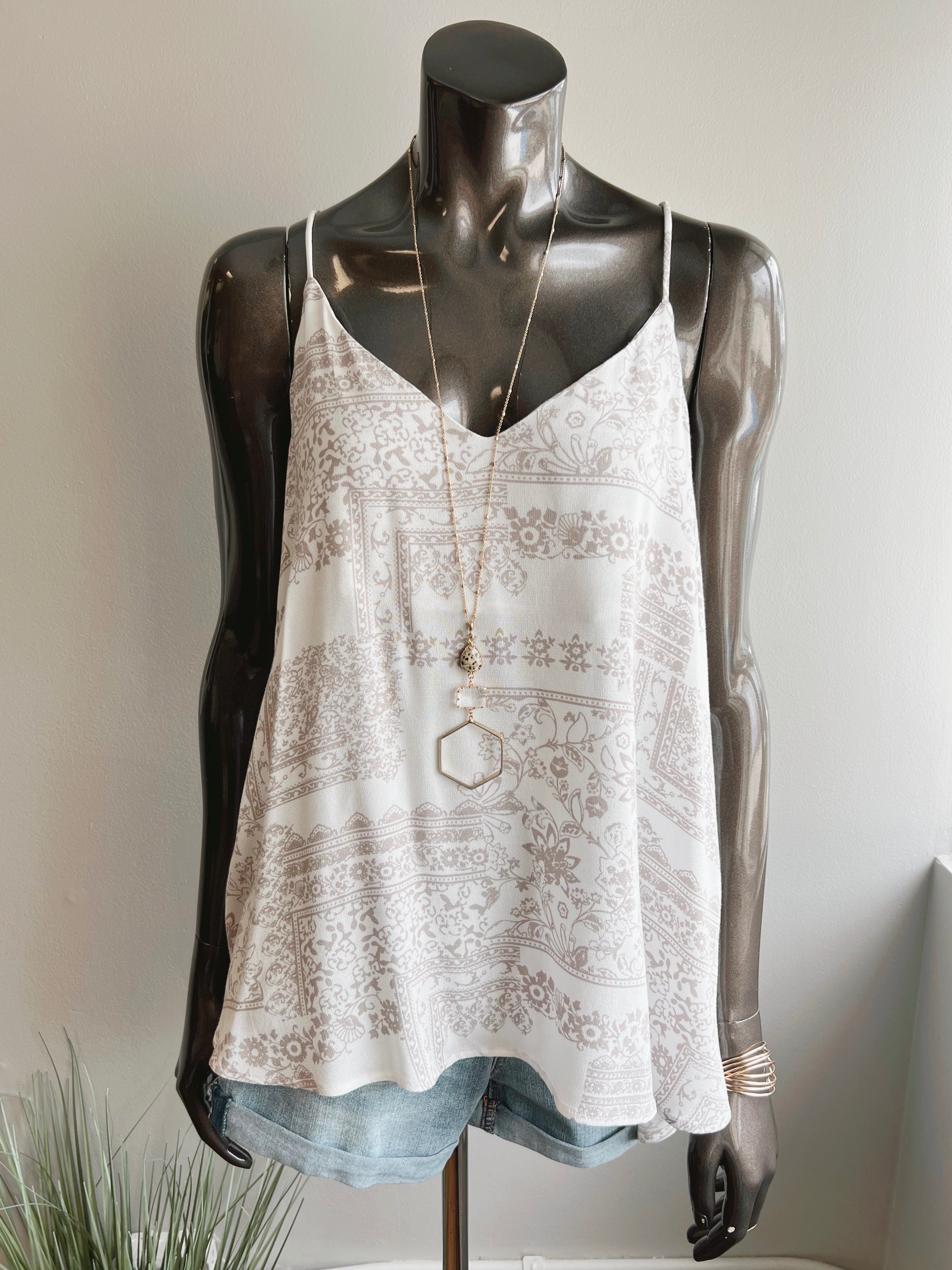 Stencil Floral Racerback Tank (5 colors) (FINAL SALE)