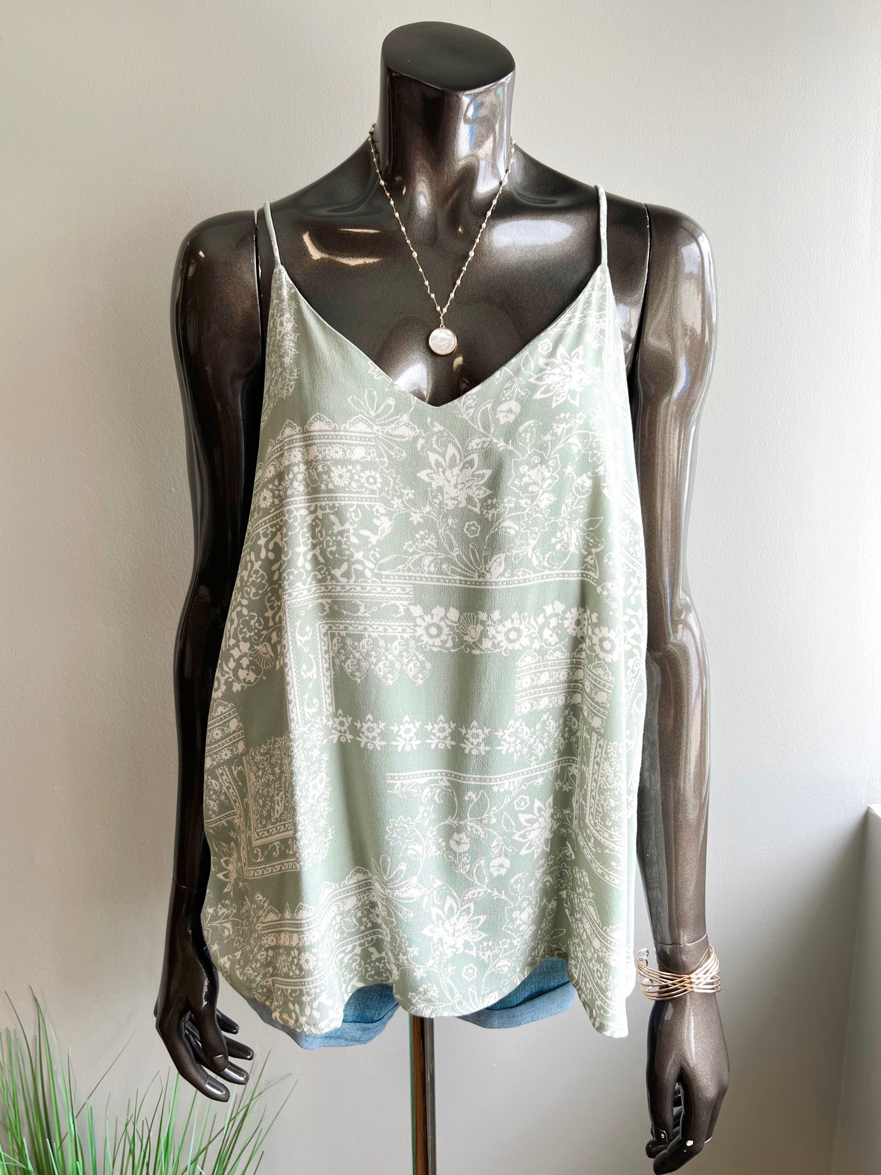 Stencil Floral Racerback Tank (5 colors) (FINAL SALE)