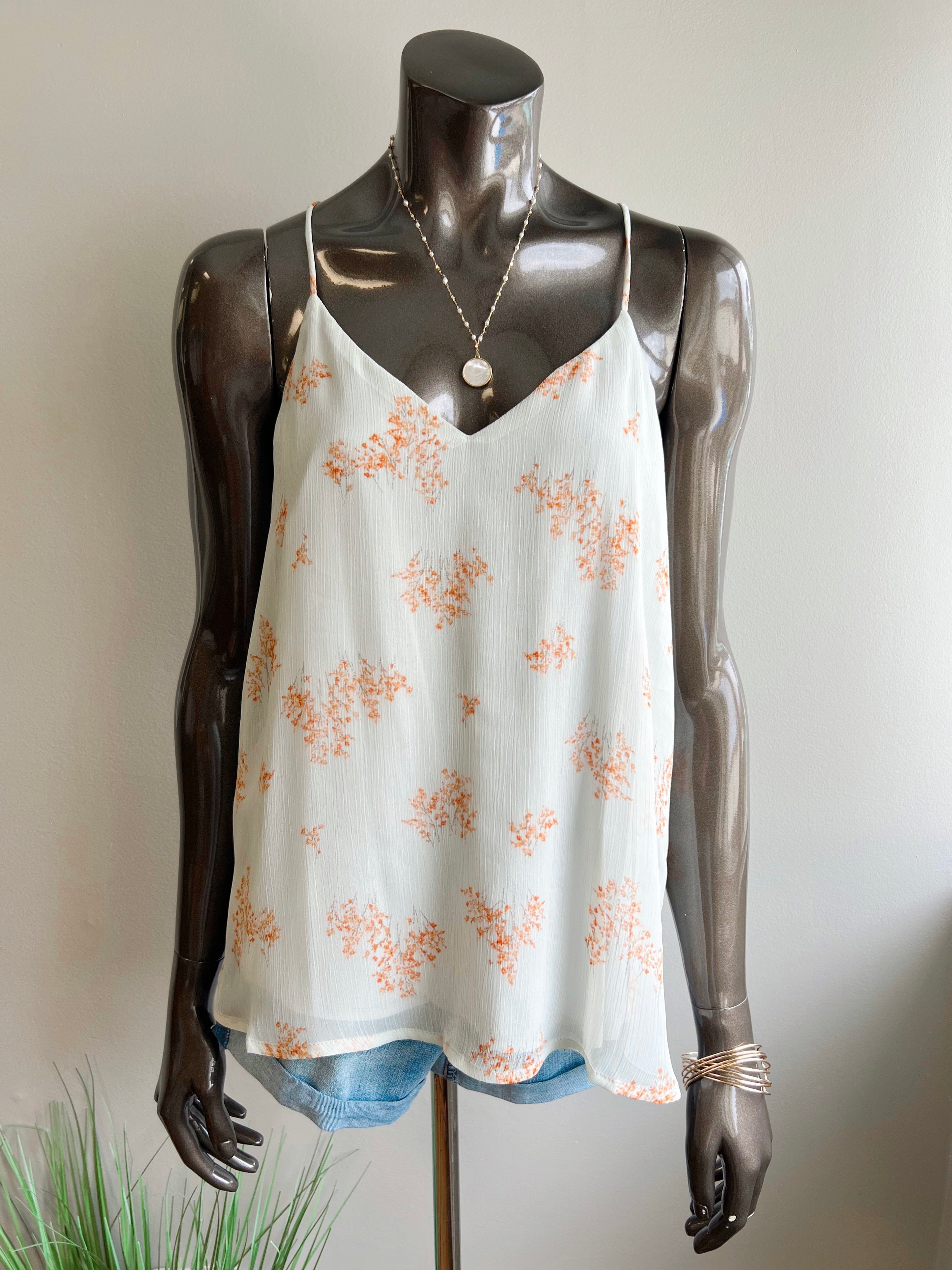 Floral Chiffon Racerback Top (2 colors) (FINAL SALE)