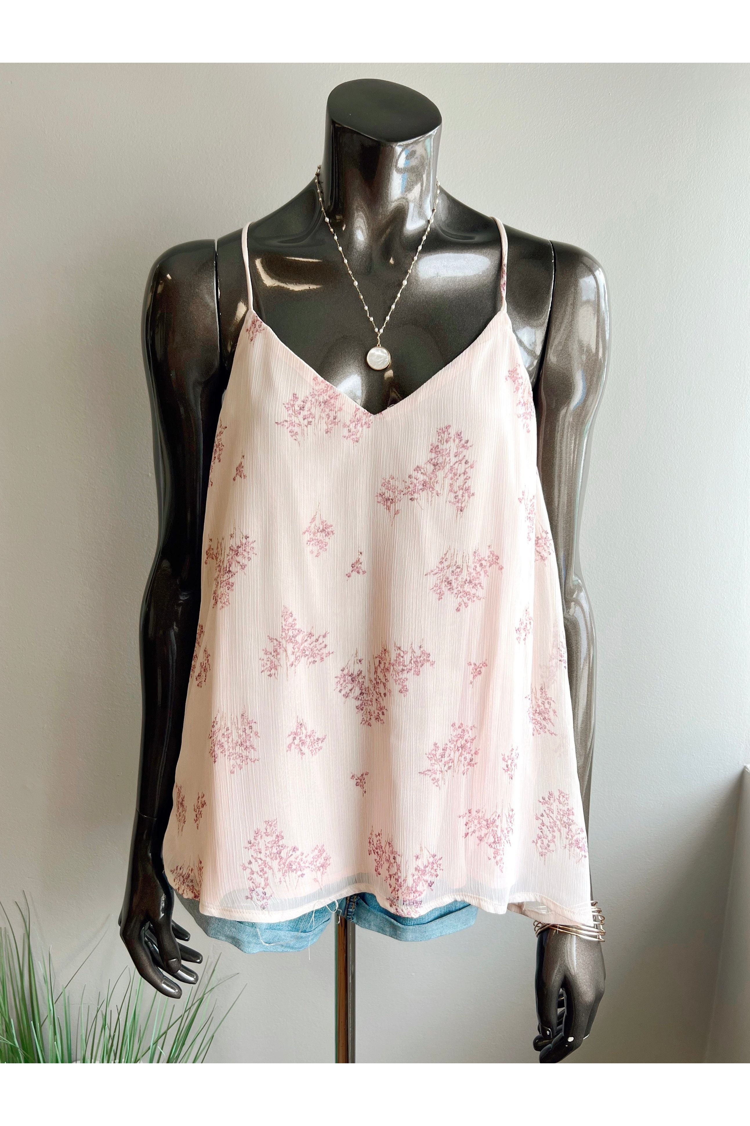 Floral Chiffon Racerback Top (2 colors) (FINAL SALE)