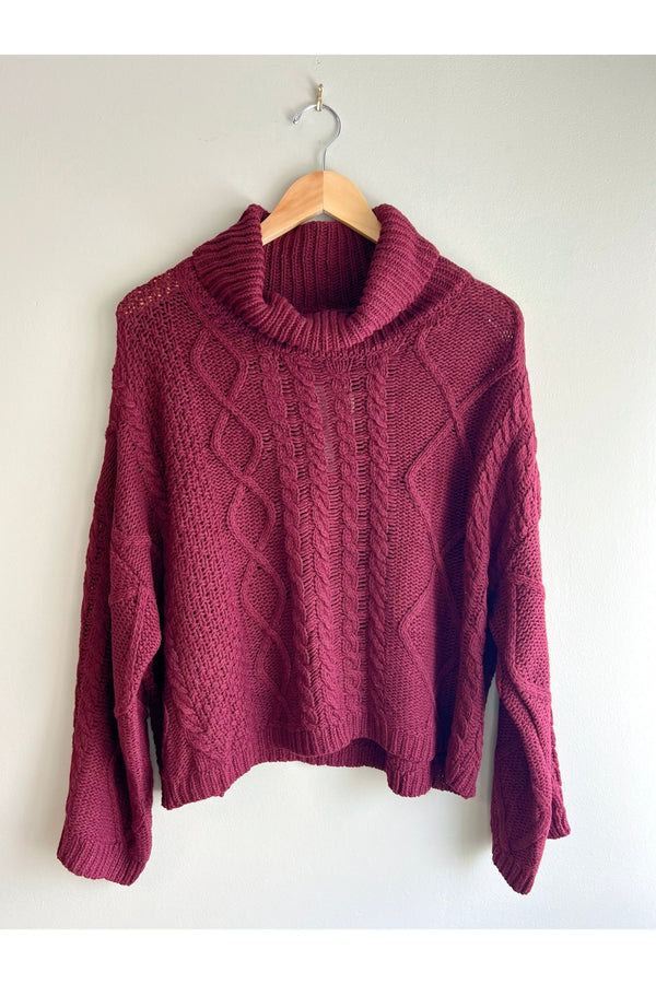 Cable Cowl Knit Sweater (4 colors) (FINAL SALE)
