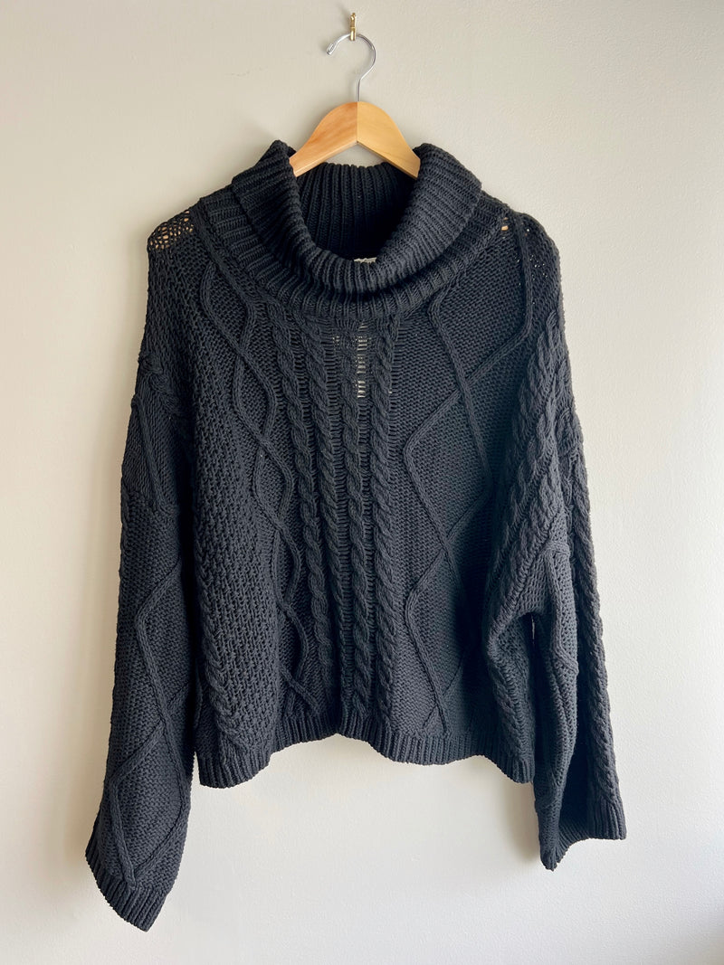 Cable Cowl Knit Sweater (4 colors) (FINAL SALE)