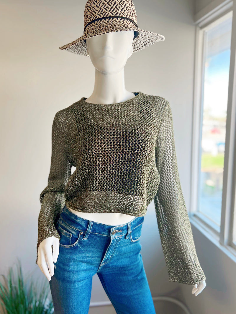 Netted Metallic Cropped Top (2 colors) (FINAL SALE)
