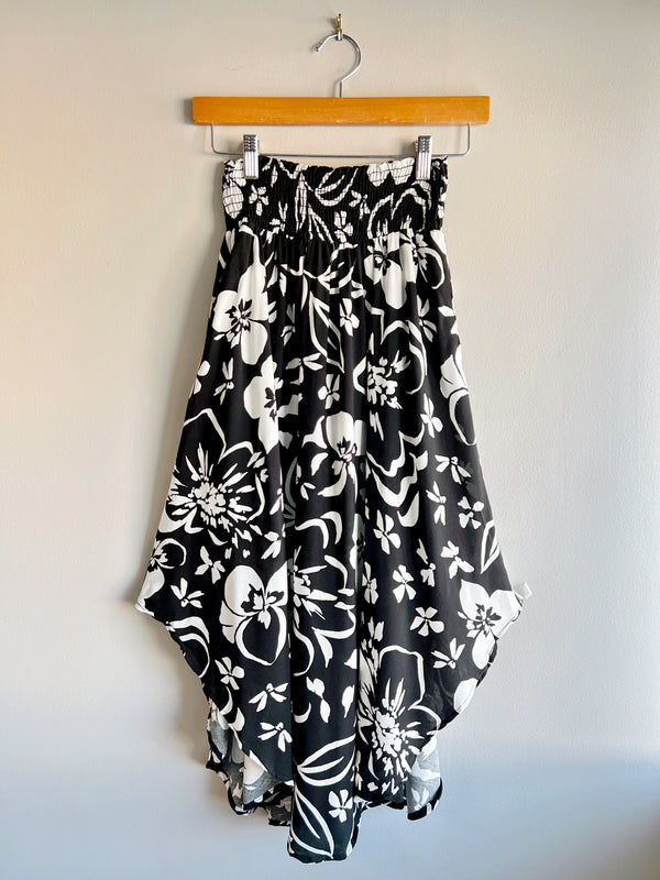 Floral Curve Hem Midi Skirt
