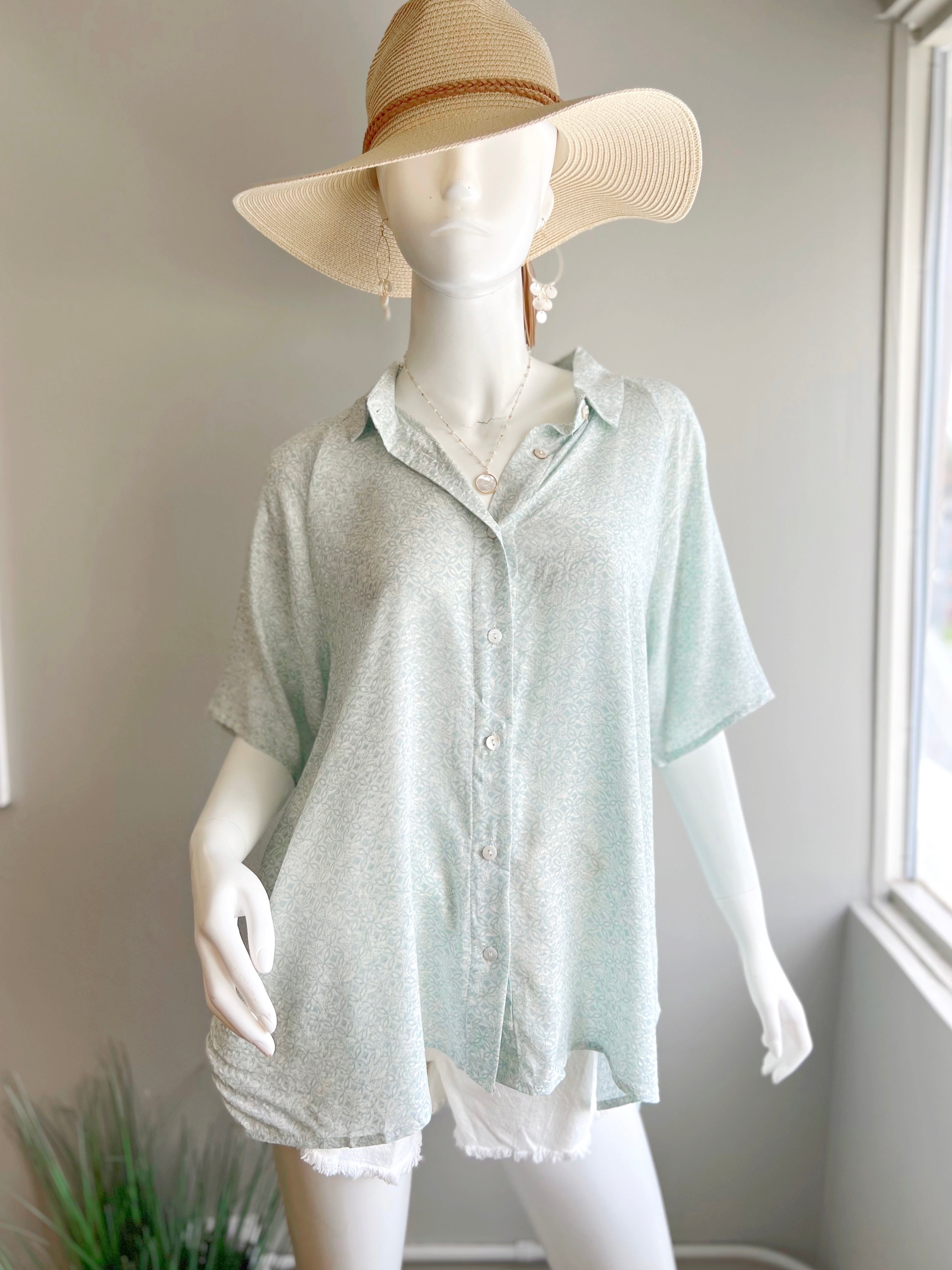 Light Wash Jacquard Top (FINAL SALE)