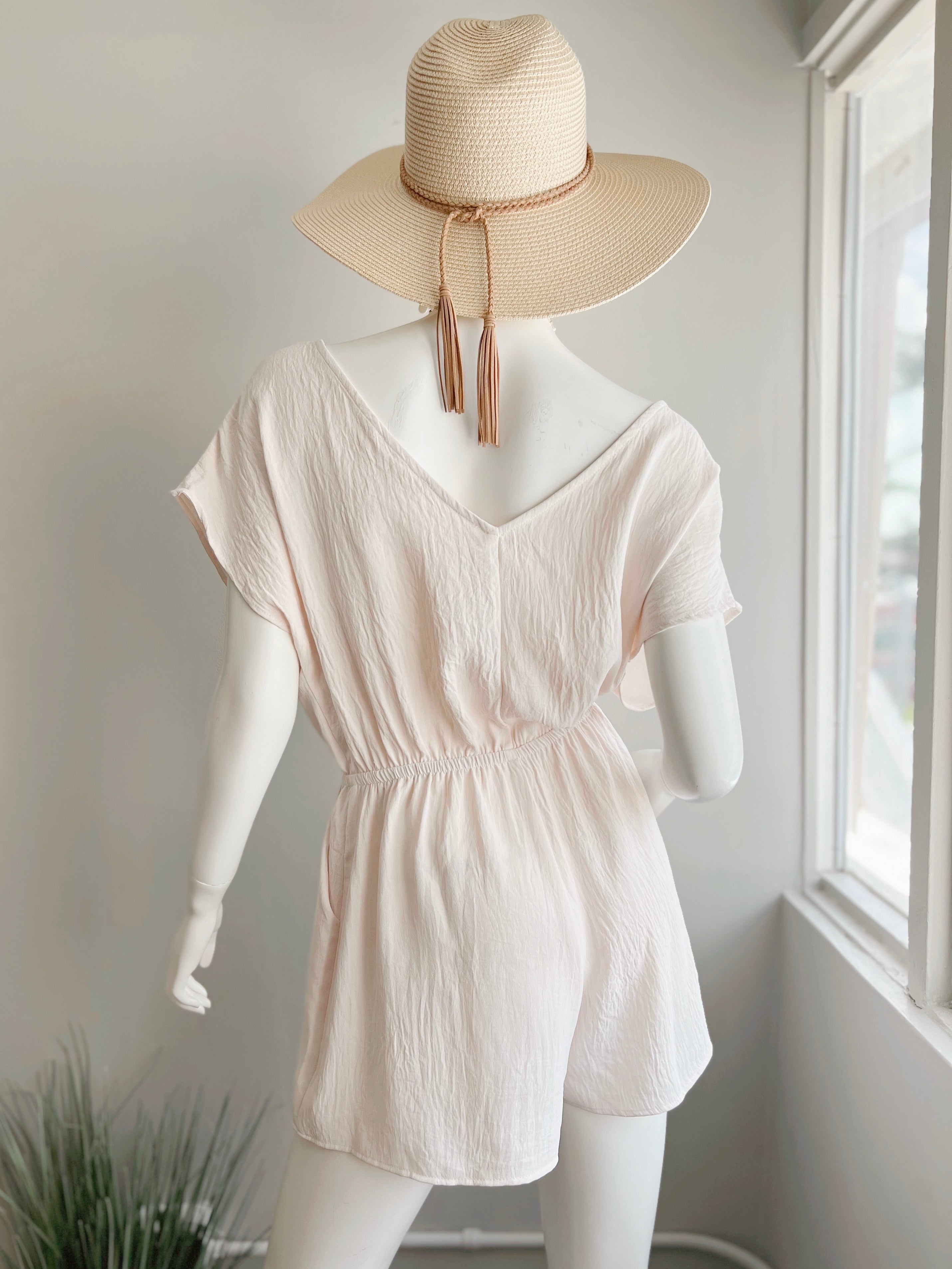 Tie Front Romper (CREAM & LT.BLUE RESTOCK)