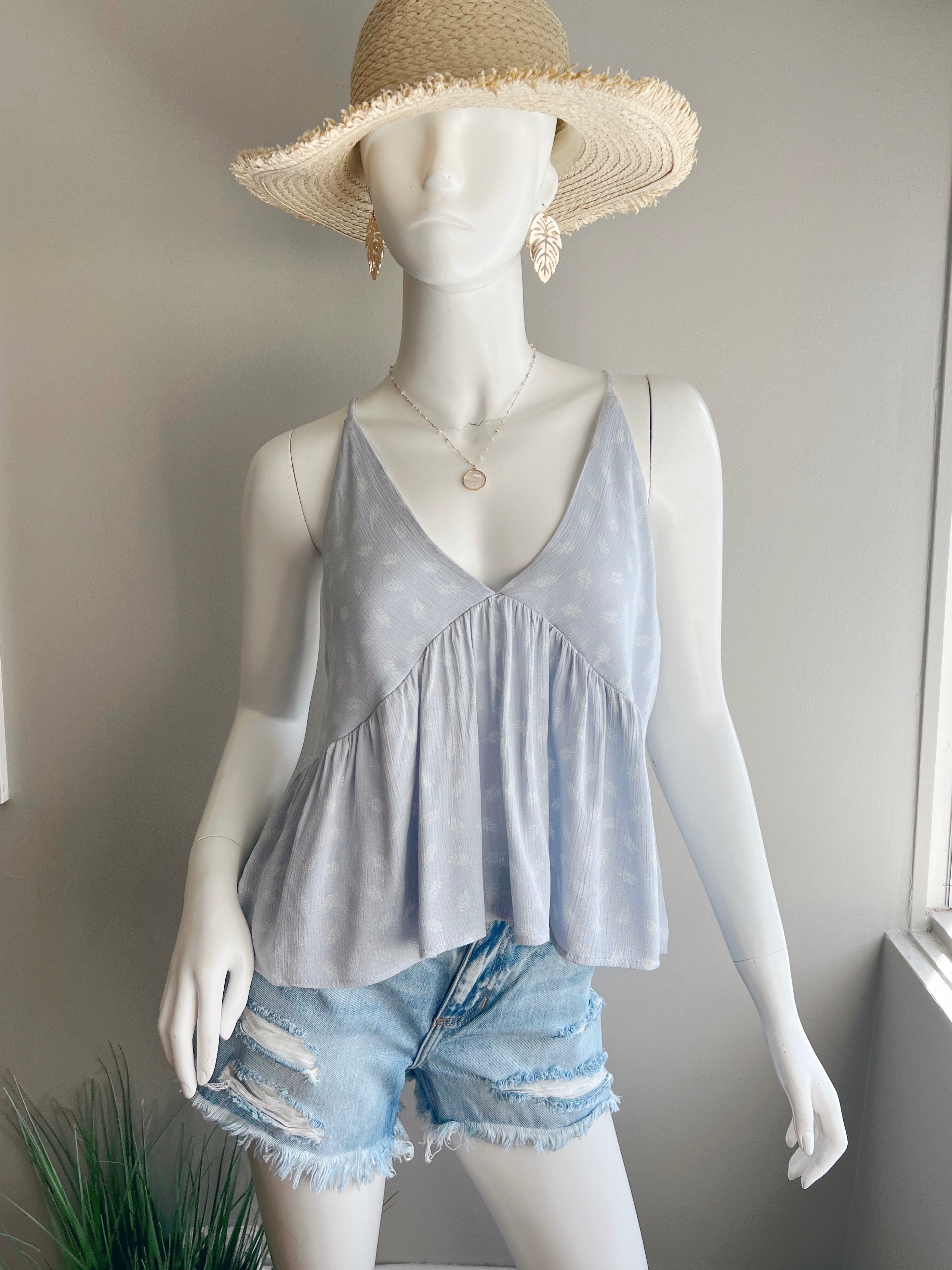 Ditsy Leaf V-Neck Top (FINAL SALE)