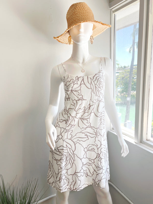 Stencil Floral Linen Dress (2 colors)