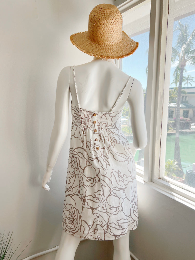 Stencil Floral Linen Dress (2 colors)