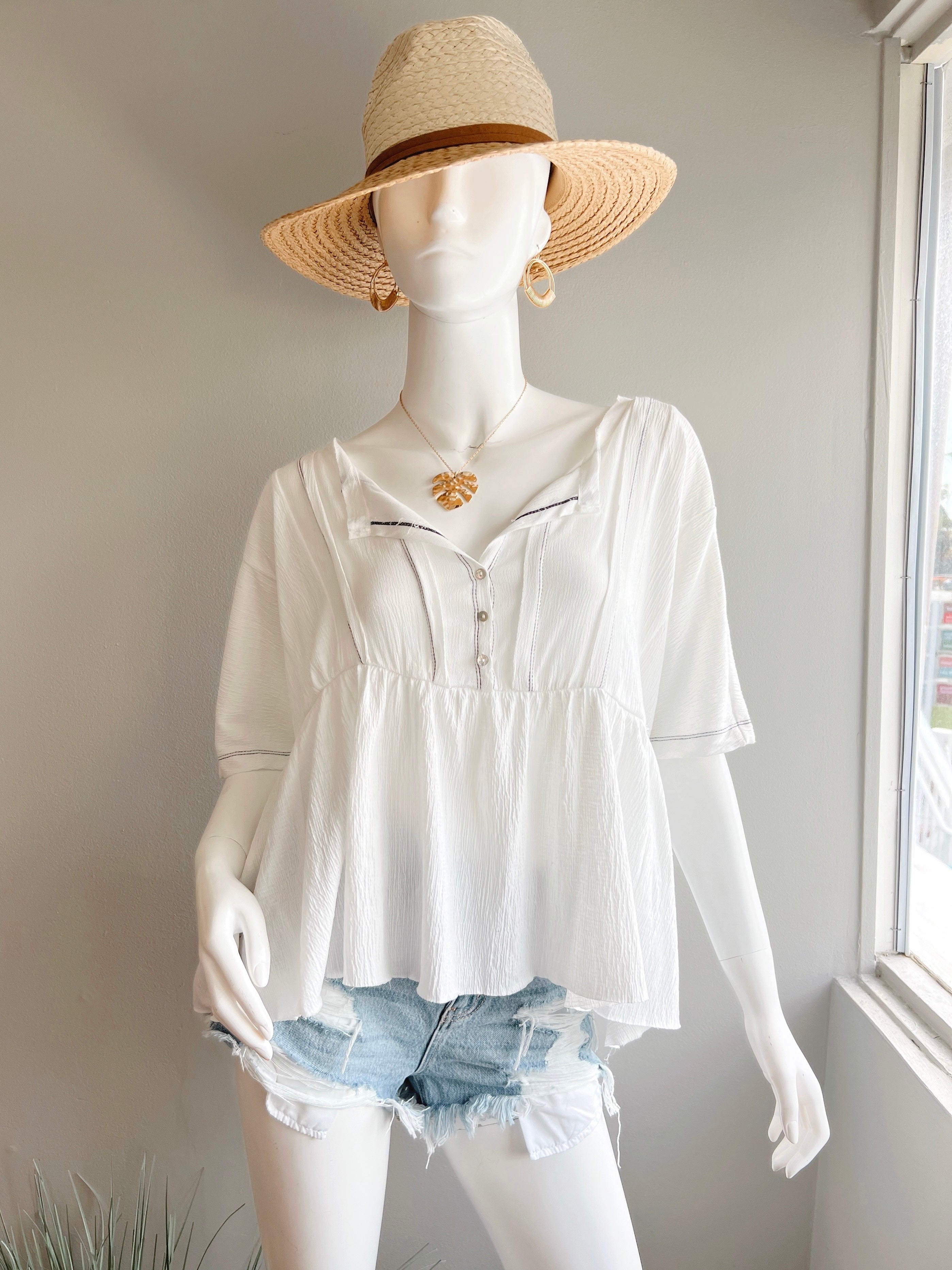 Button Baby Doll Top (FINAL SALE)