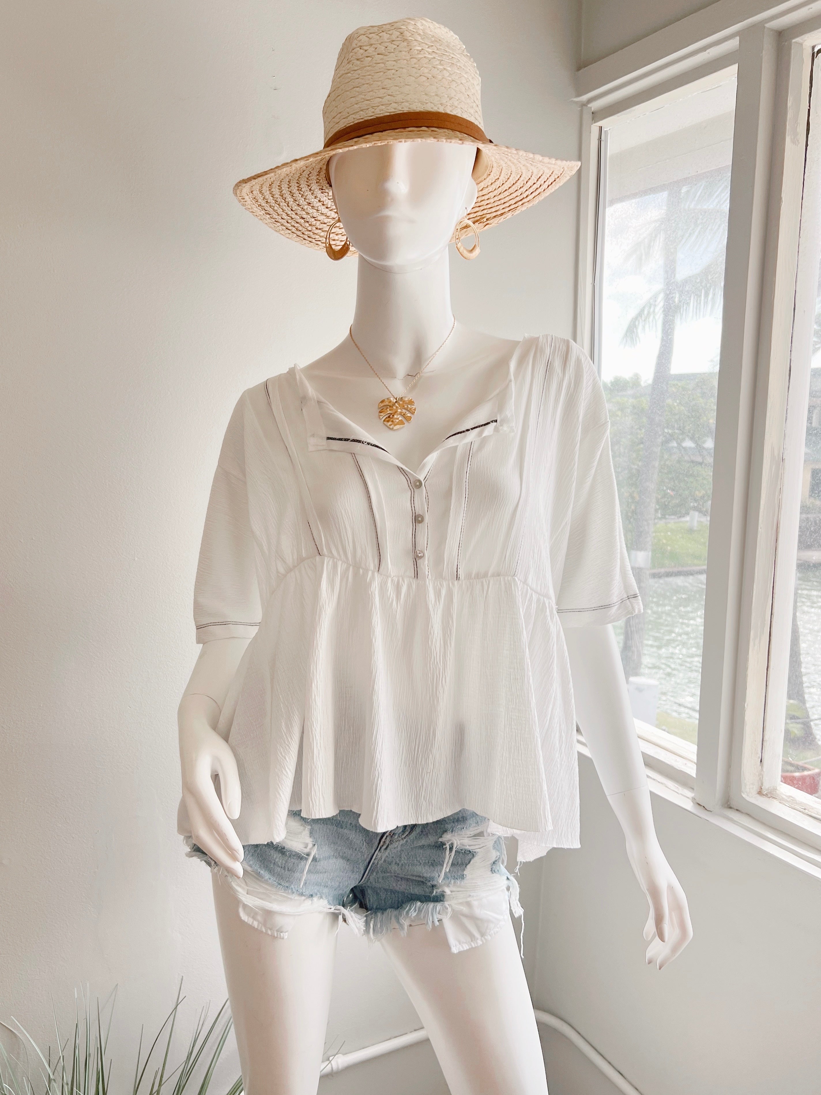 Button Baby Doll Top (FINAL SALE)