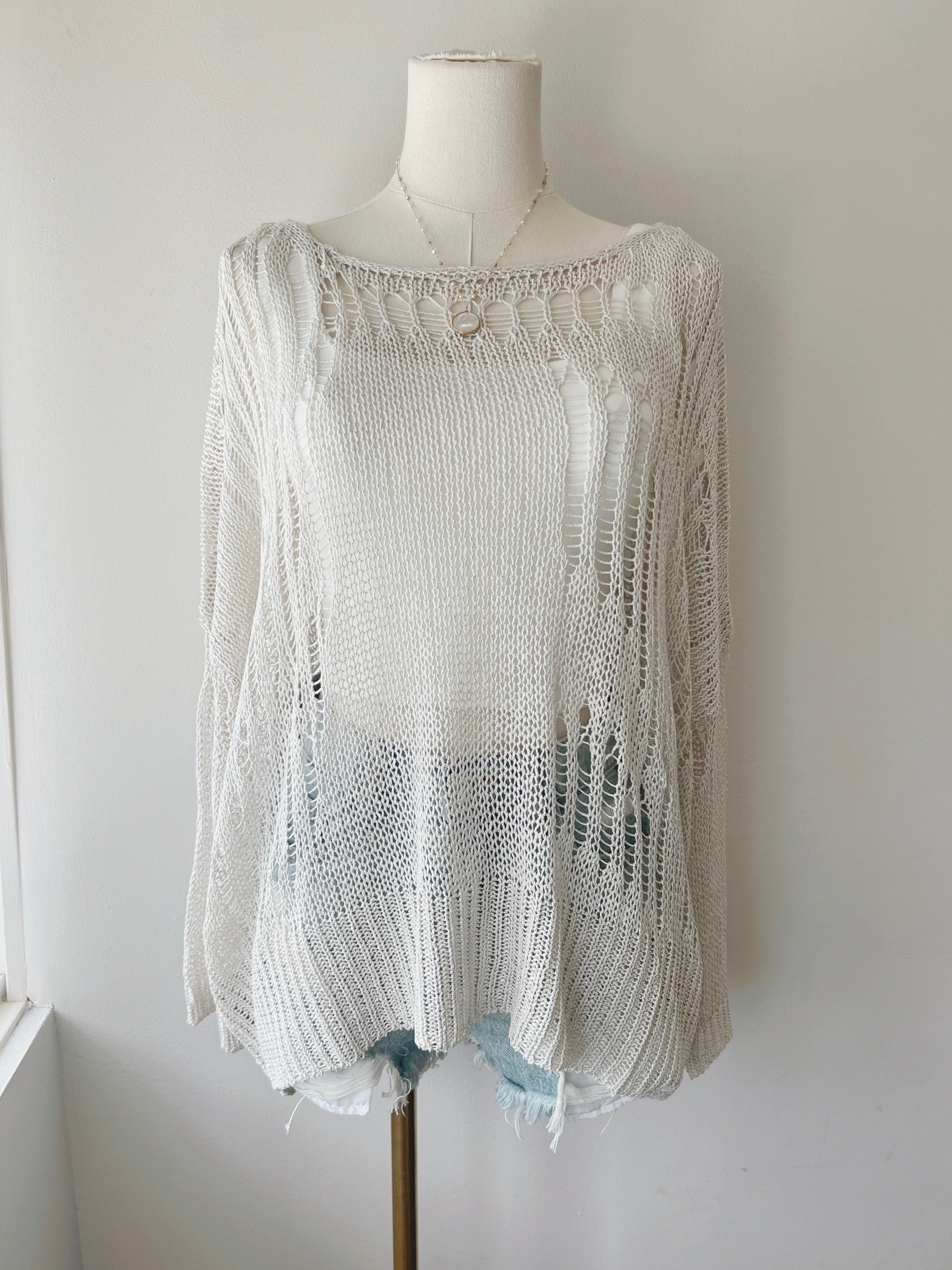 Netted Knit Sweater (2 COLORS)