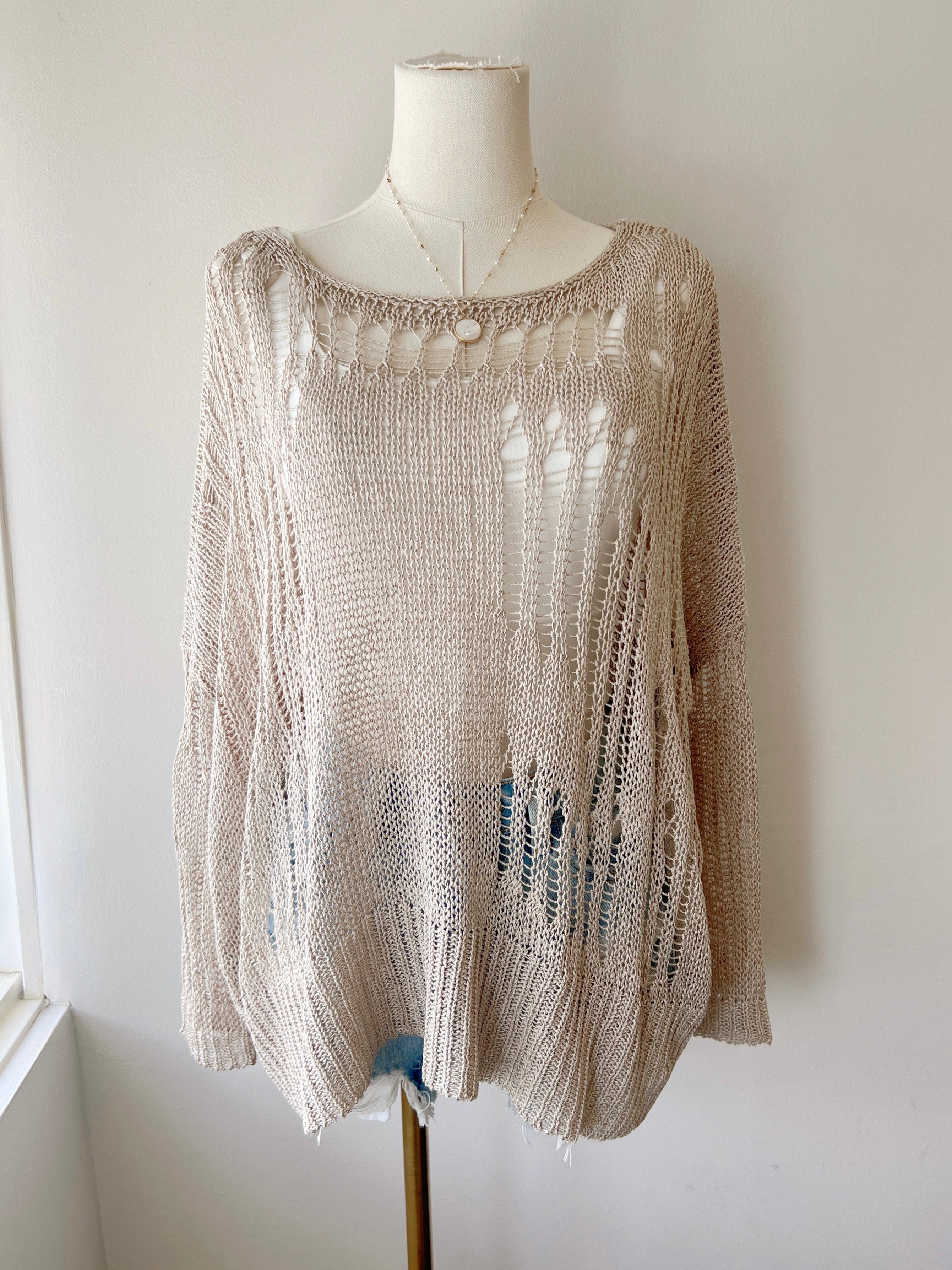 Netted Knit Sweater (2 COLORS)