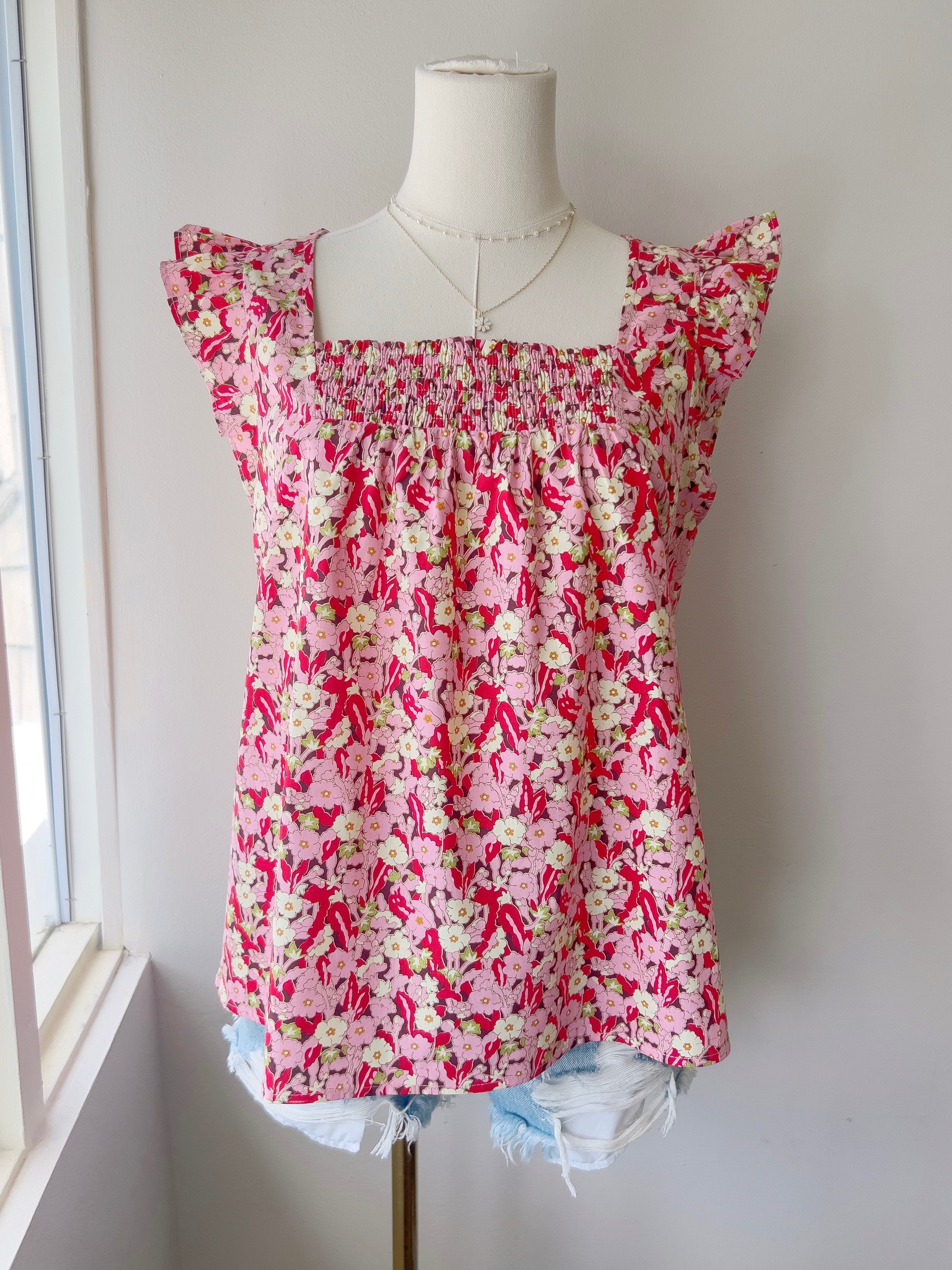 Floral Frill Sleeve Blouse (FINAL SALE)