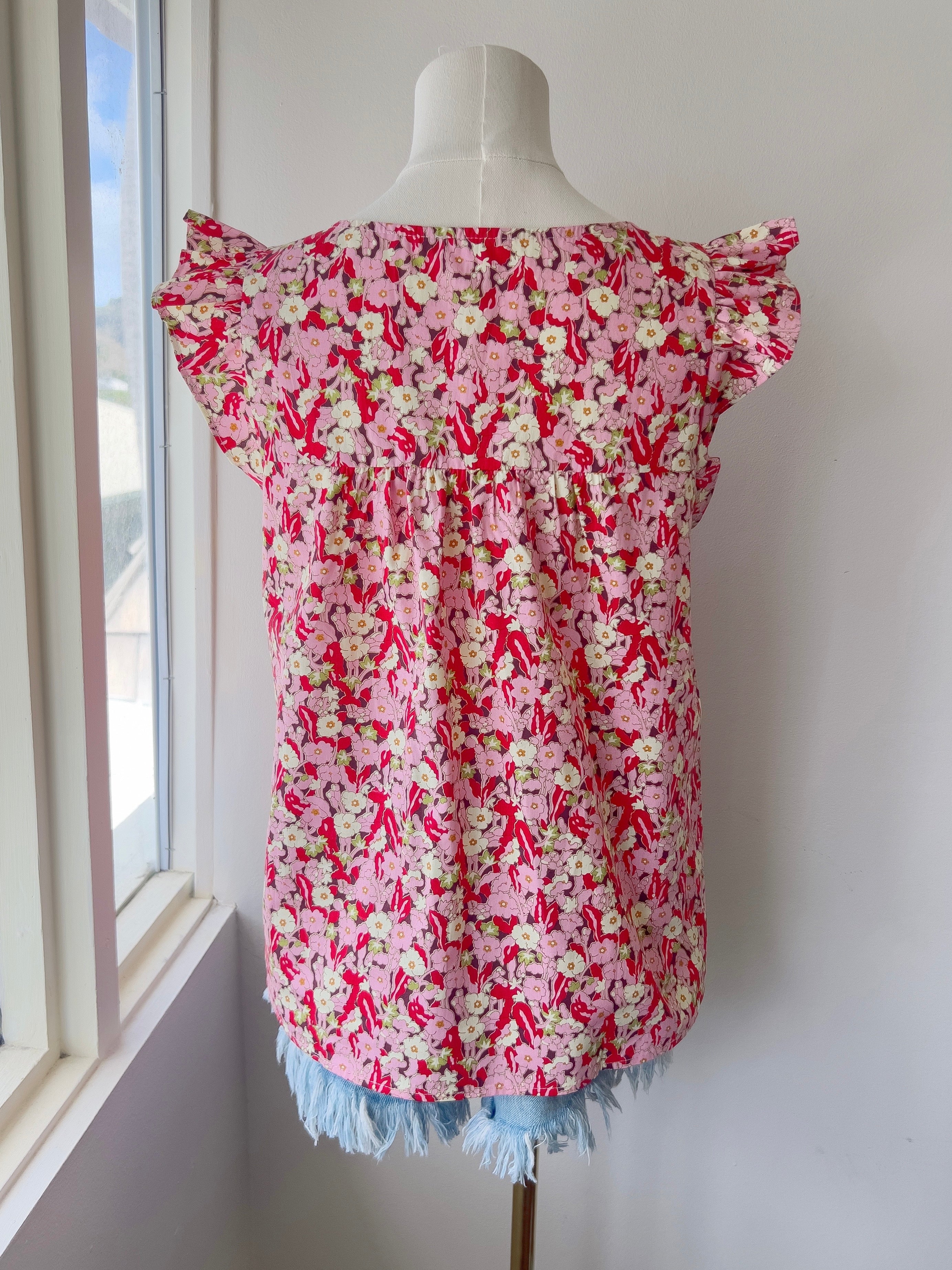 Floral Frill Sleeve Blouse (FINAL SALE)