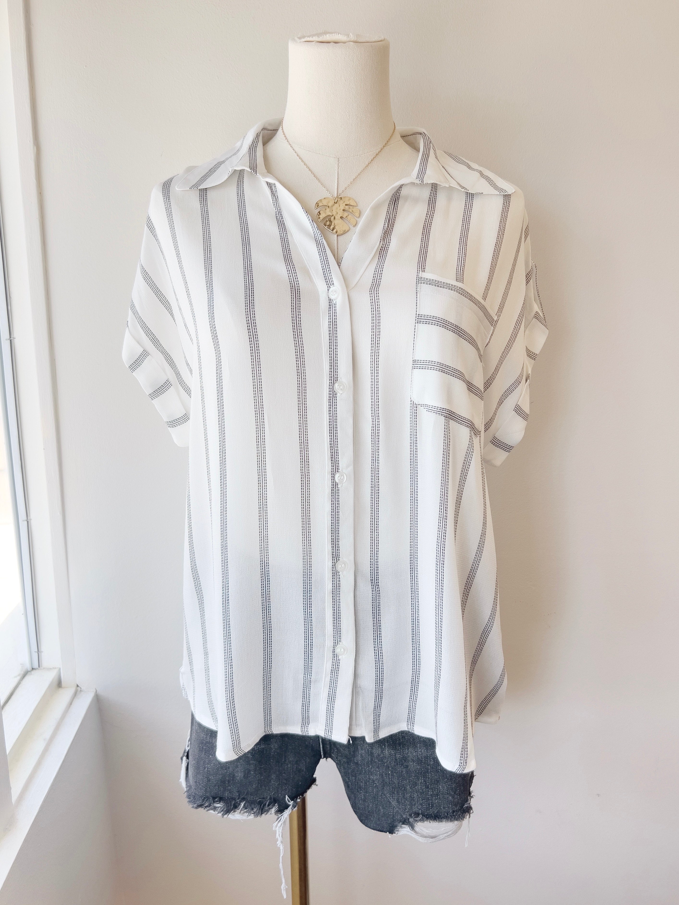 Striped Pocket Top