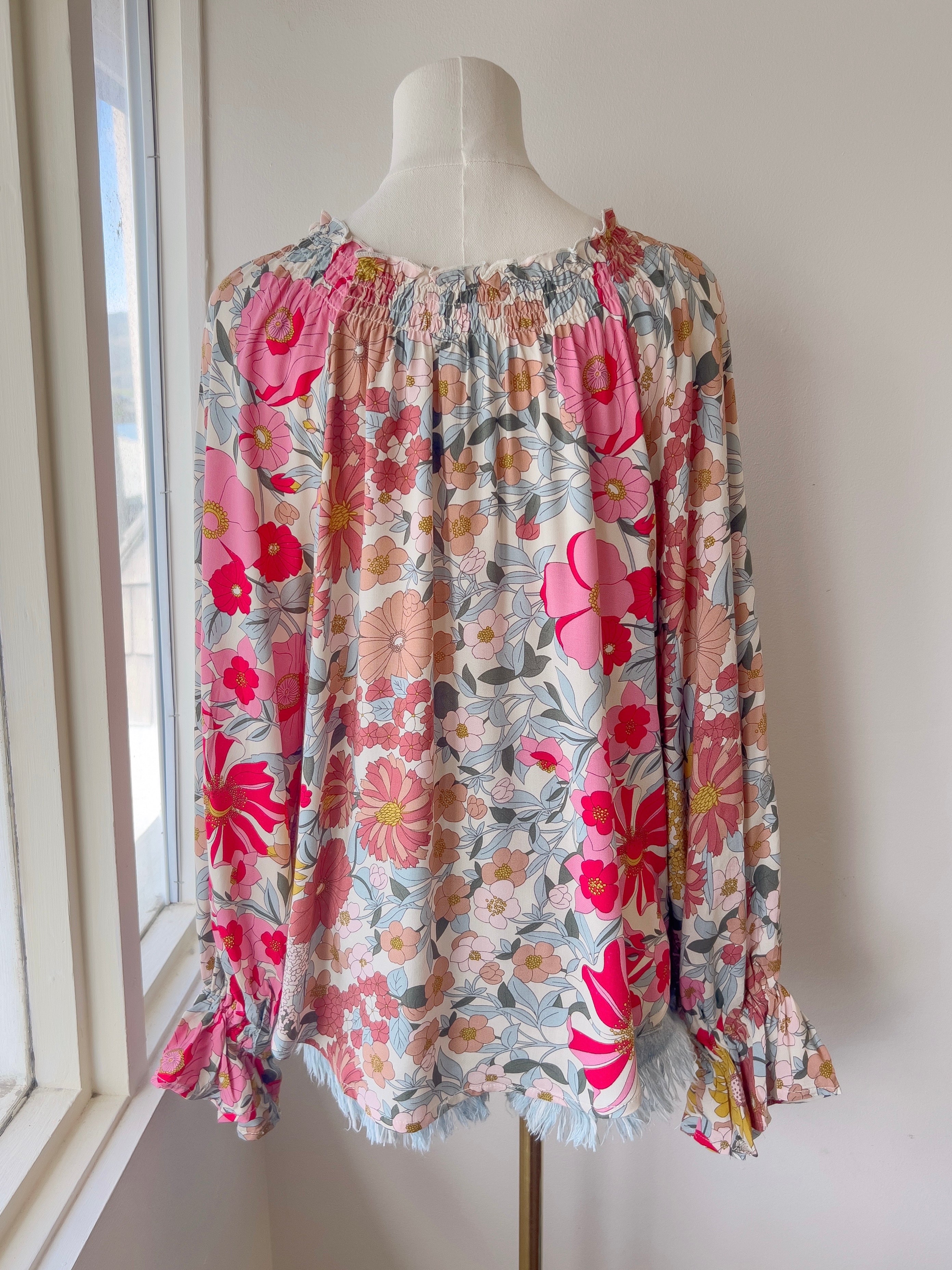 Floral Smocked L/S Blouse