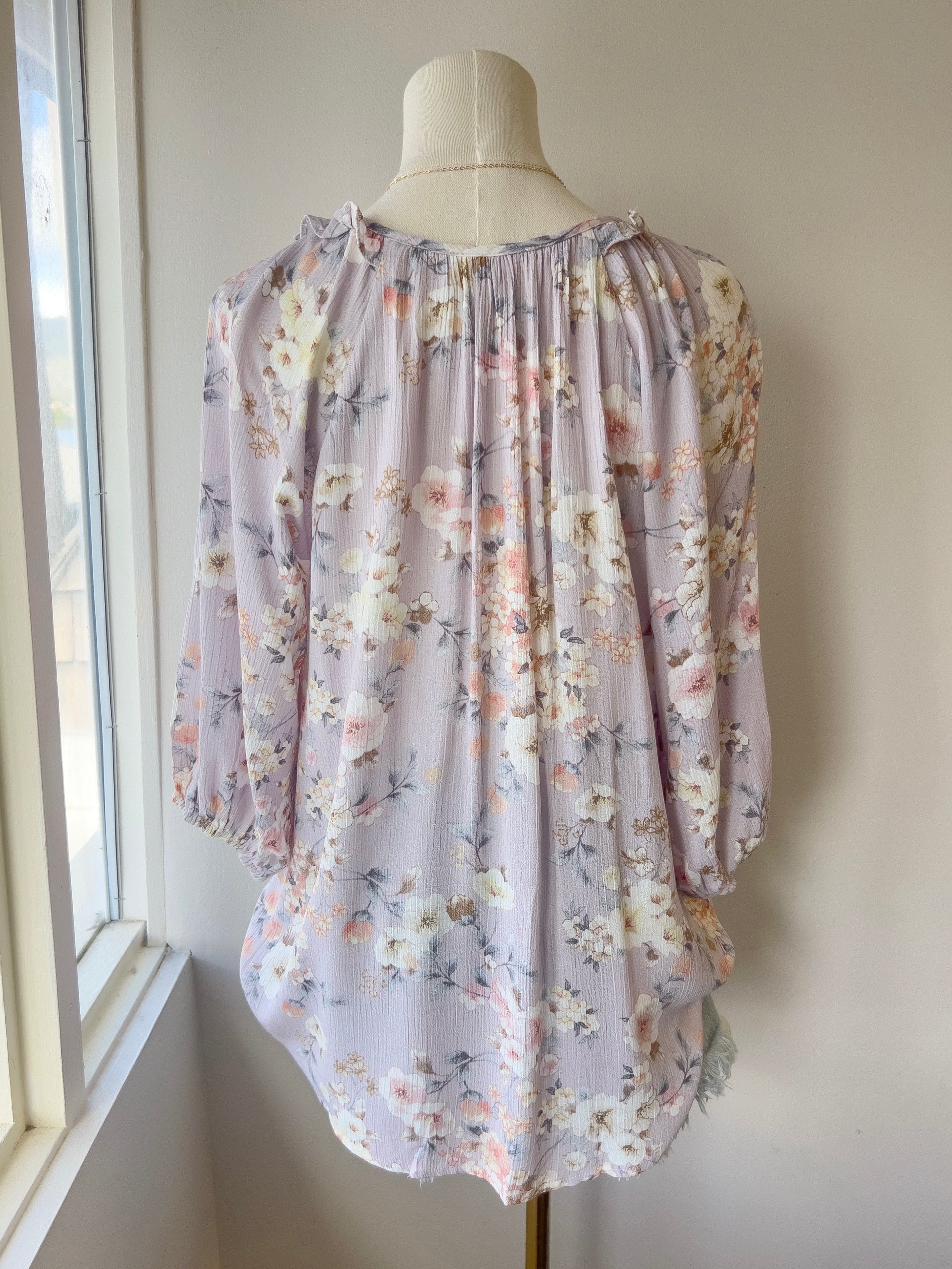 Floral Tie Neck Blouse