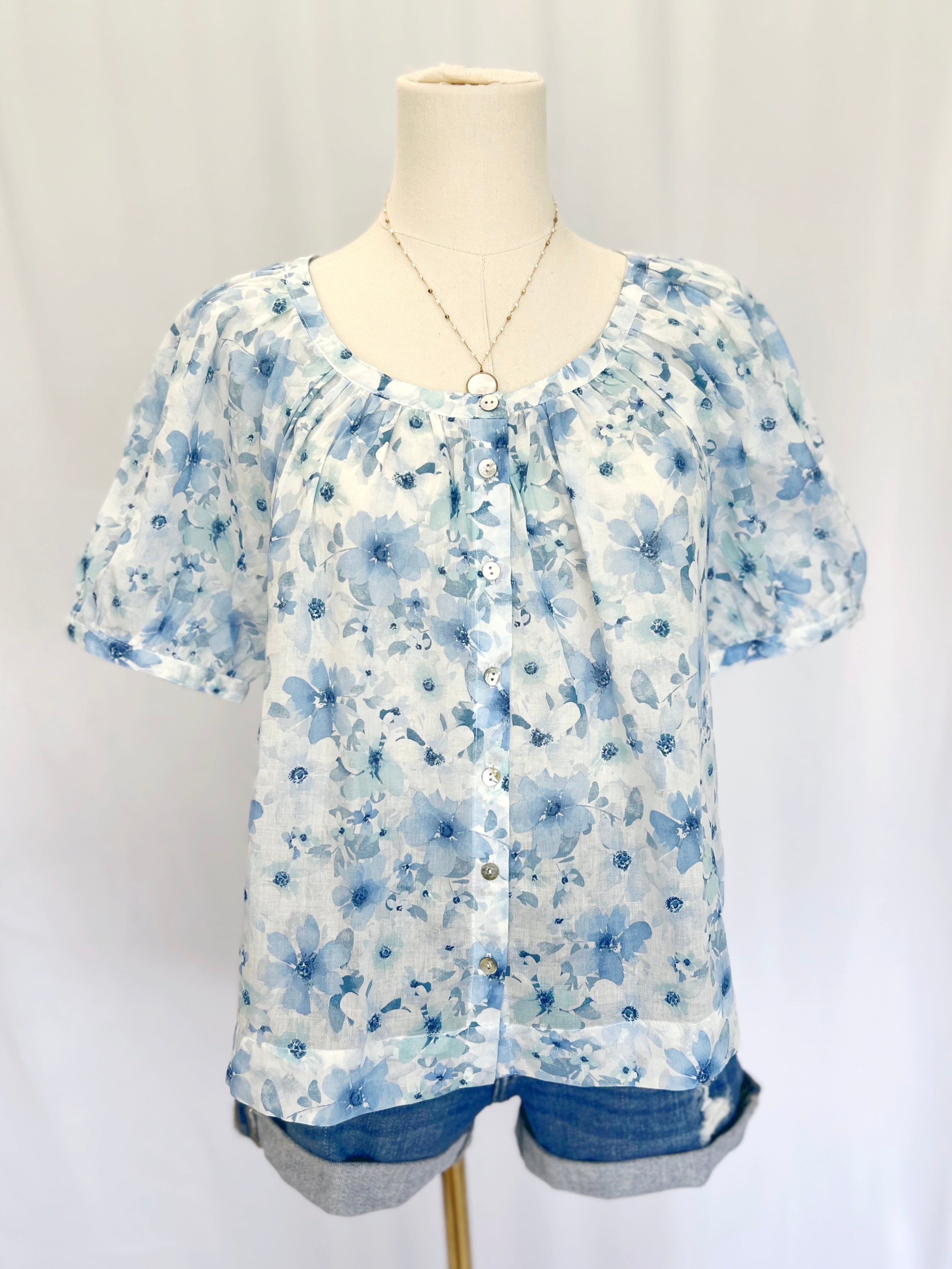 Floral Button Front Blouse