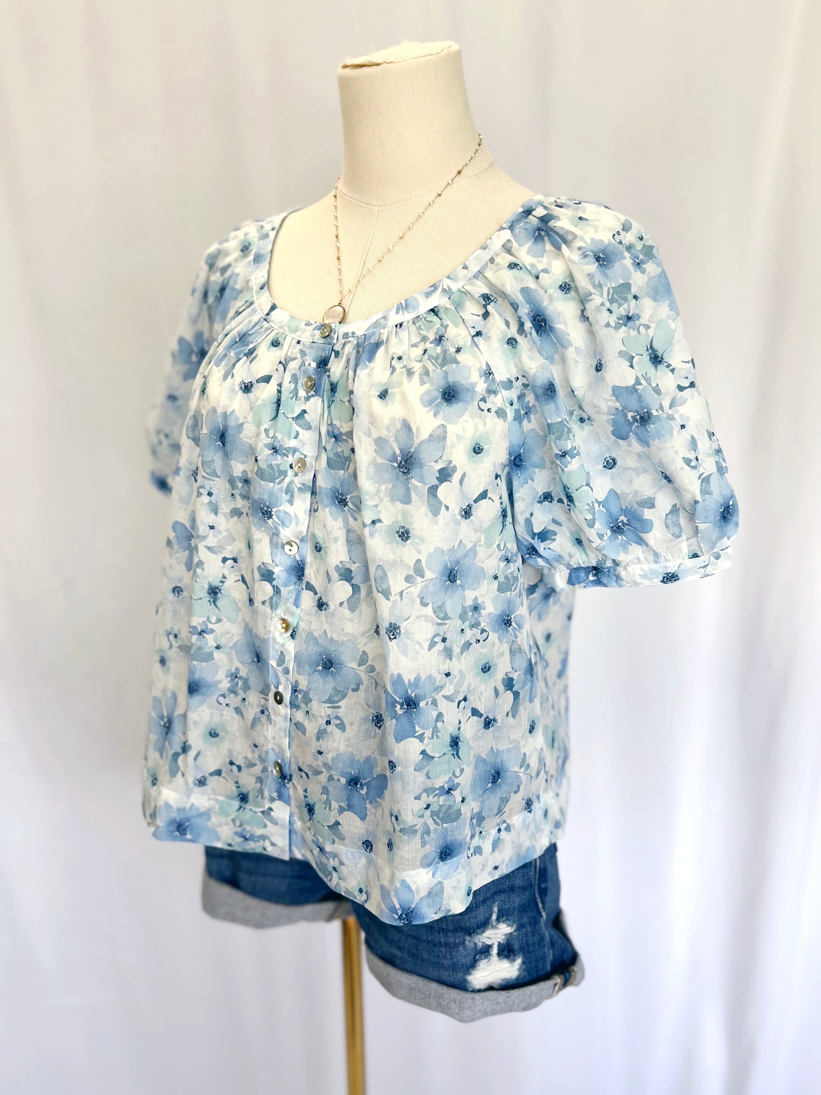 Floral Button Front Blouse
