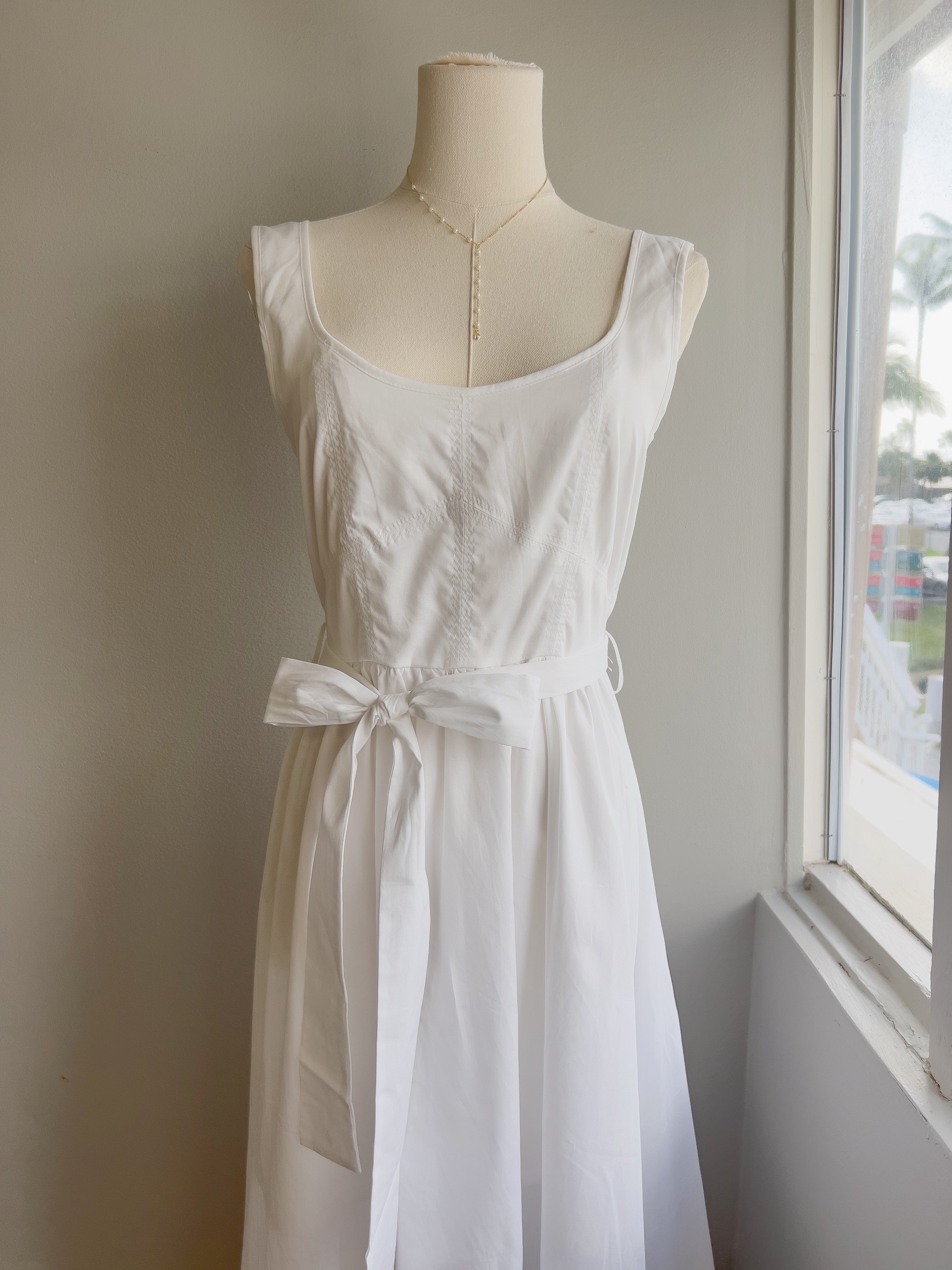 A-Line Waist Sash Midi Dress