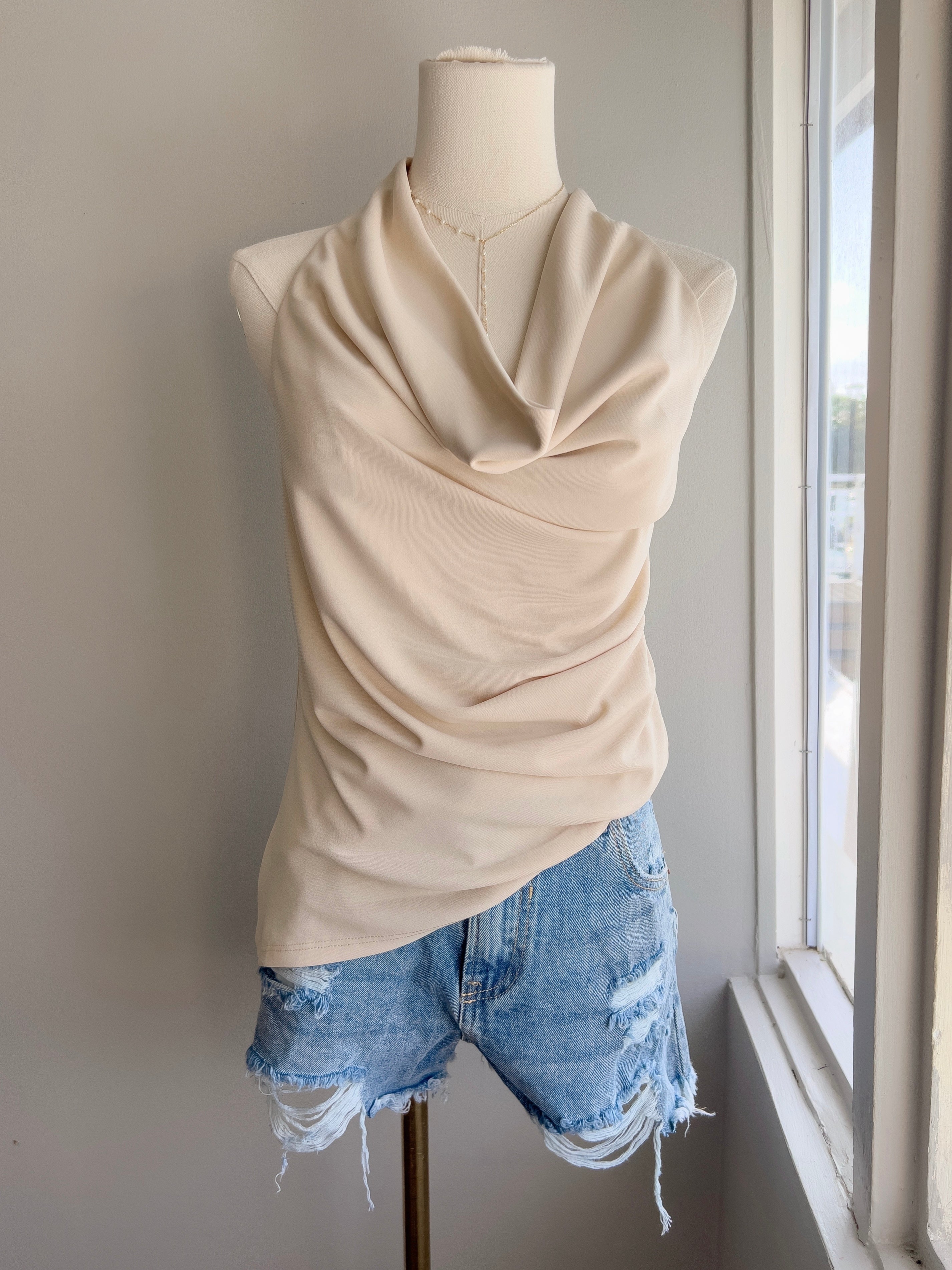 Cowl Neck Chain Back Top