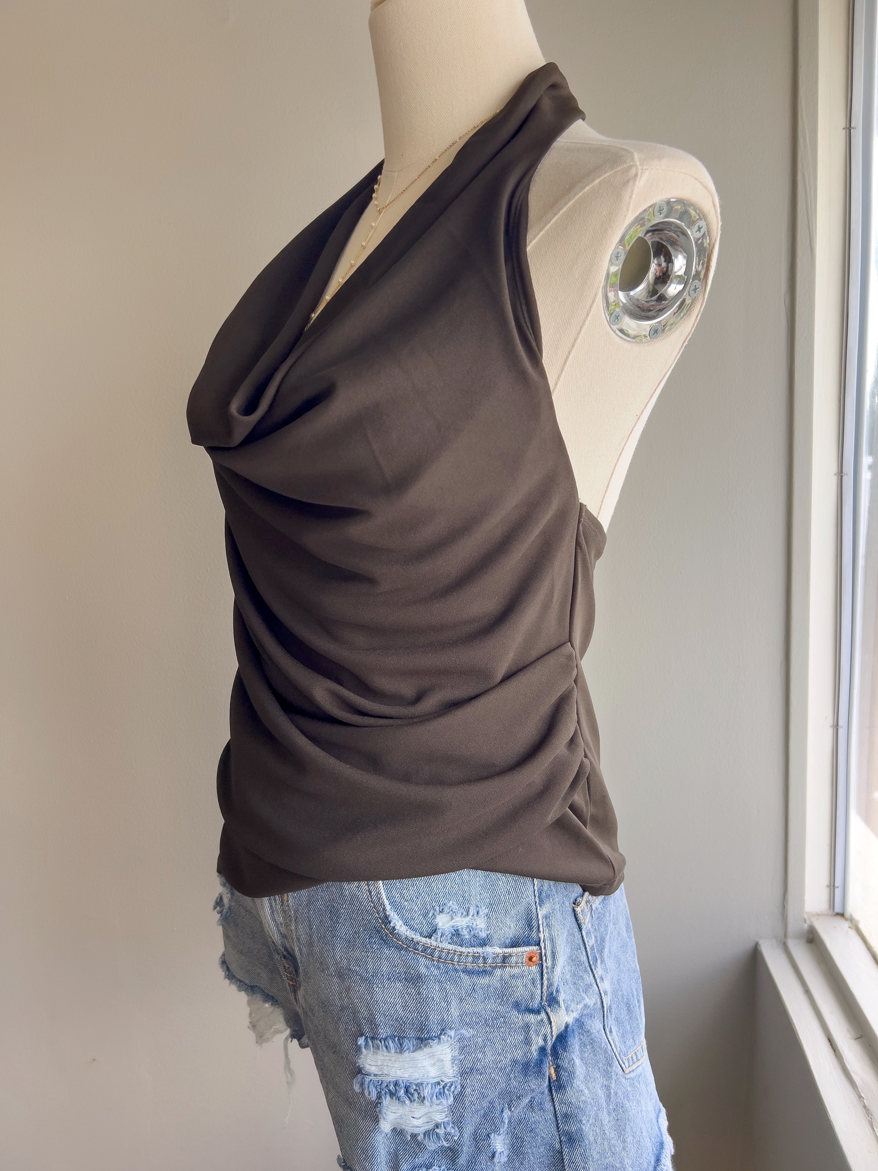 Cowl Neck Chain Back Top