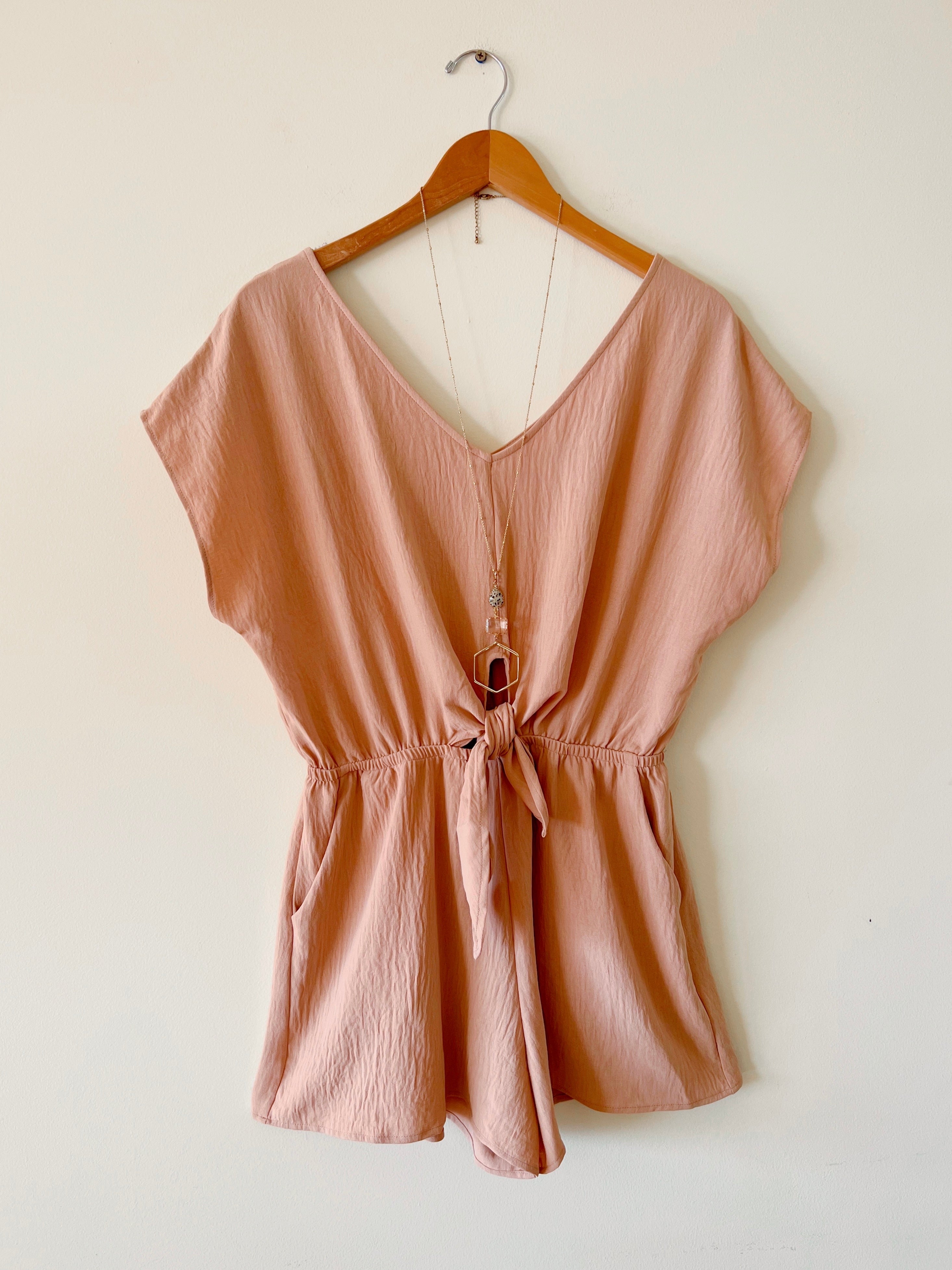 Tie Front Romper (CREAM & LT.BLUE RESTOCK)