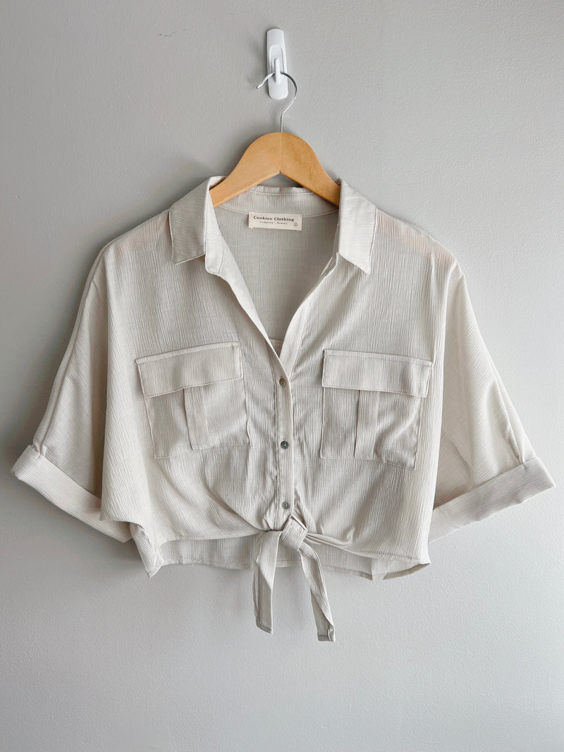Tie Front Button Up Tee (4 colors)