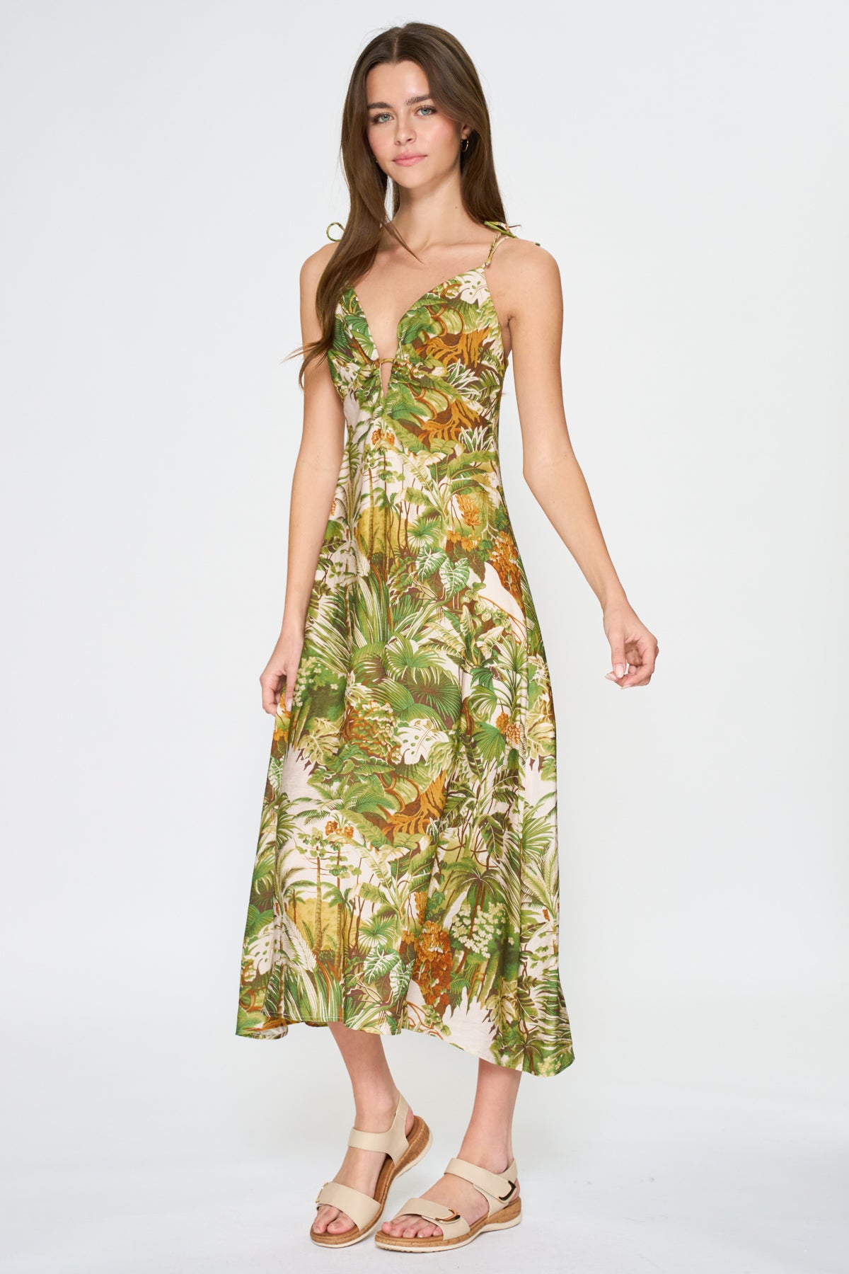 Jungle Print Midi Dress