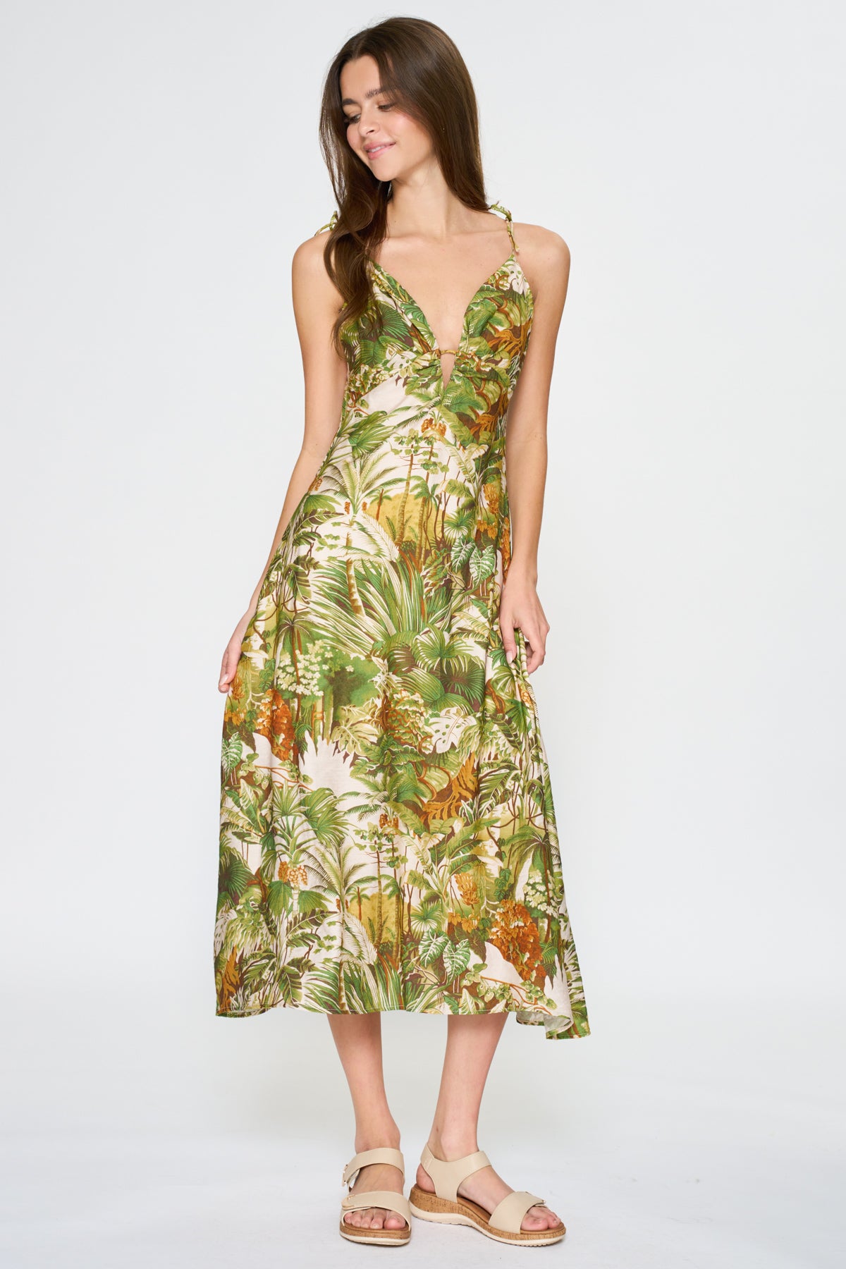 Jungle Print Midi Dress