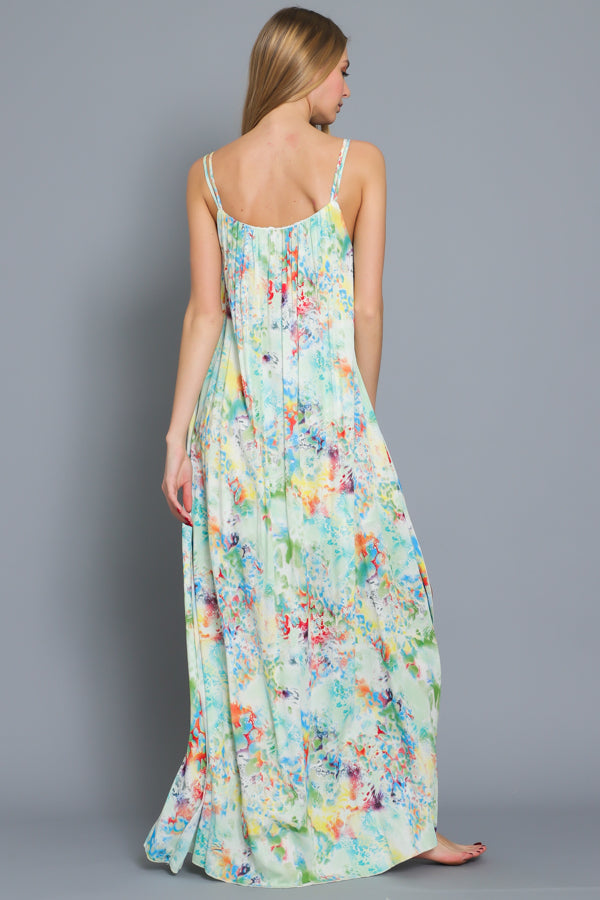 Multicolor Side Slit Maxi Dress
