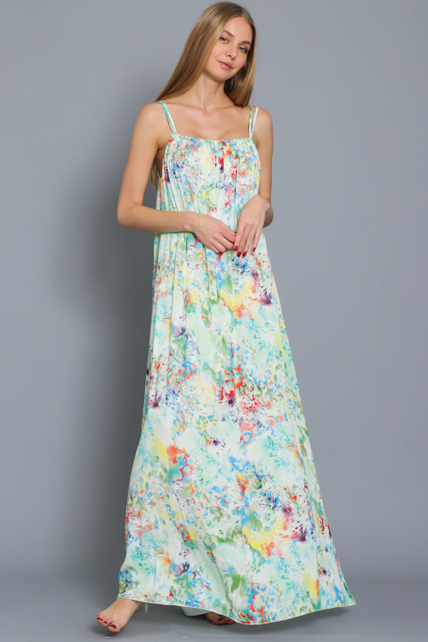Multicolor Side Slit Maxi Dress