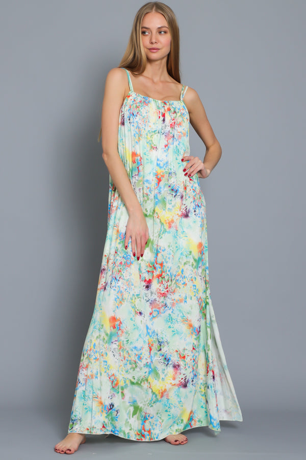Multicolor Side Slit Maxi Dress
