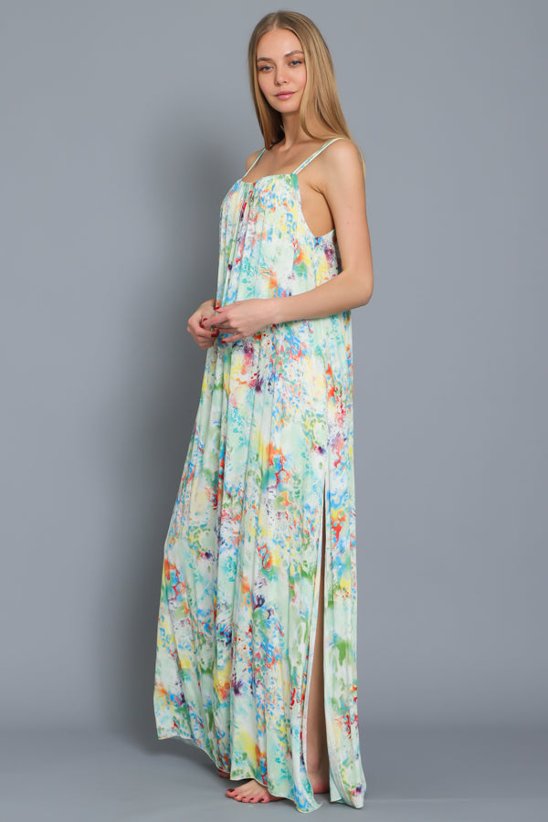 Multicolor Side Slit Maxi Dress