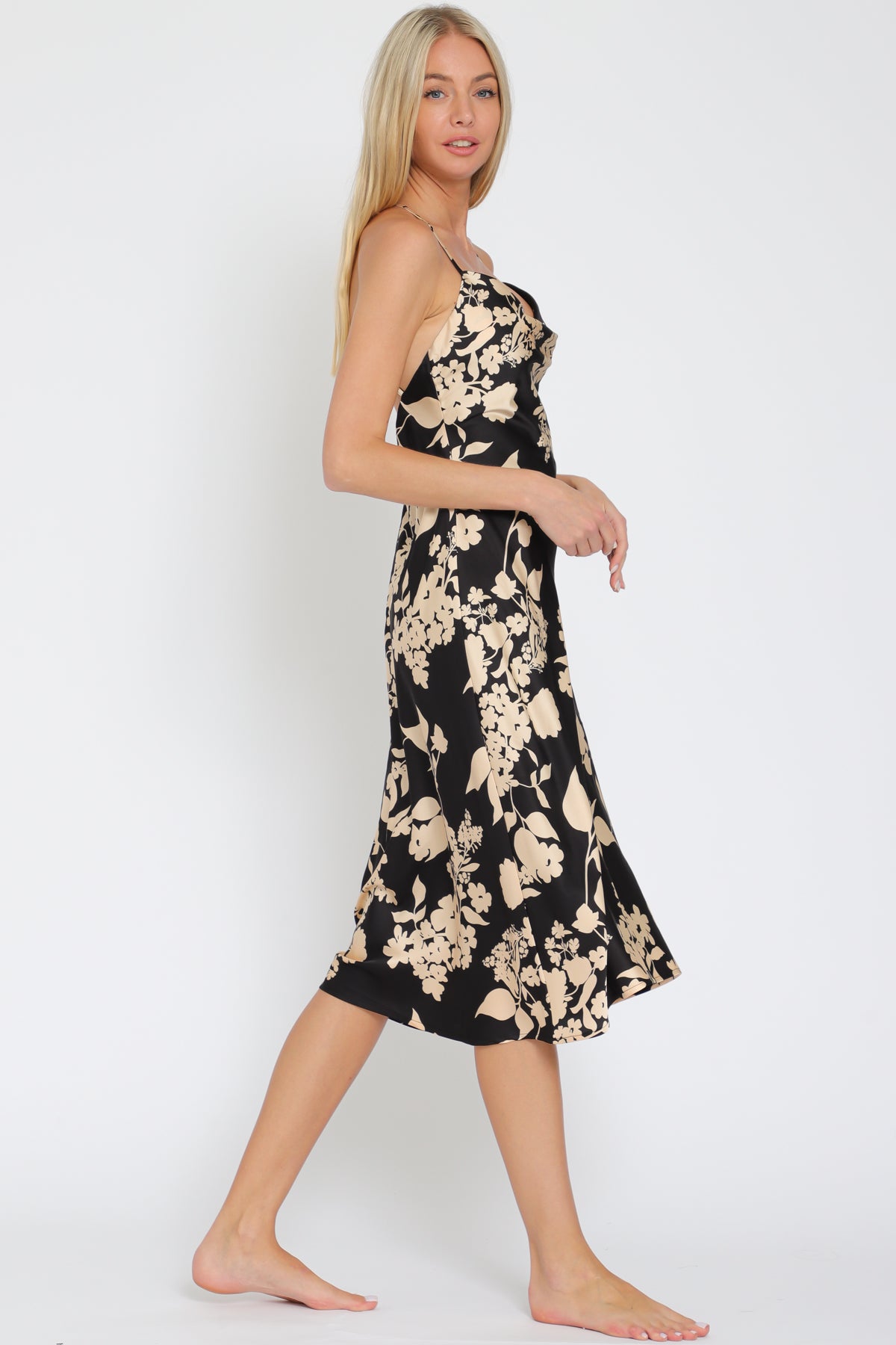 Contrast Cowl Neck Slip Dress