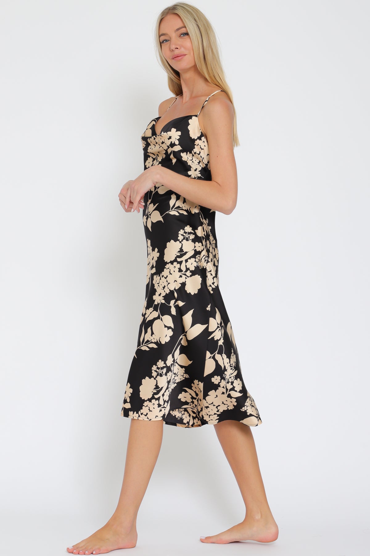 Contrast Cowl Neck Slip Dress