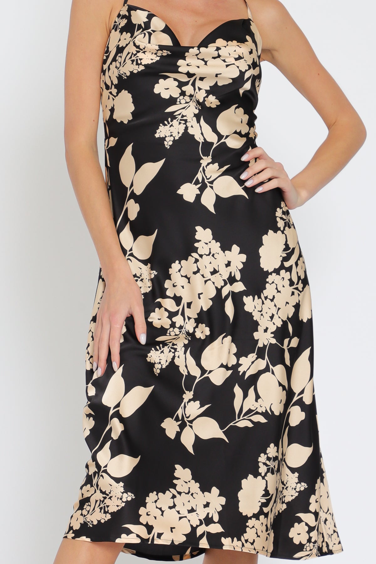 Contrast Cowl Neck Slip Dress