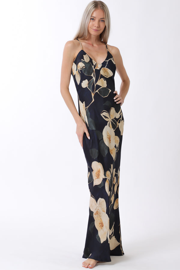 Floral V-Neck Slip Maxi Dress
