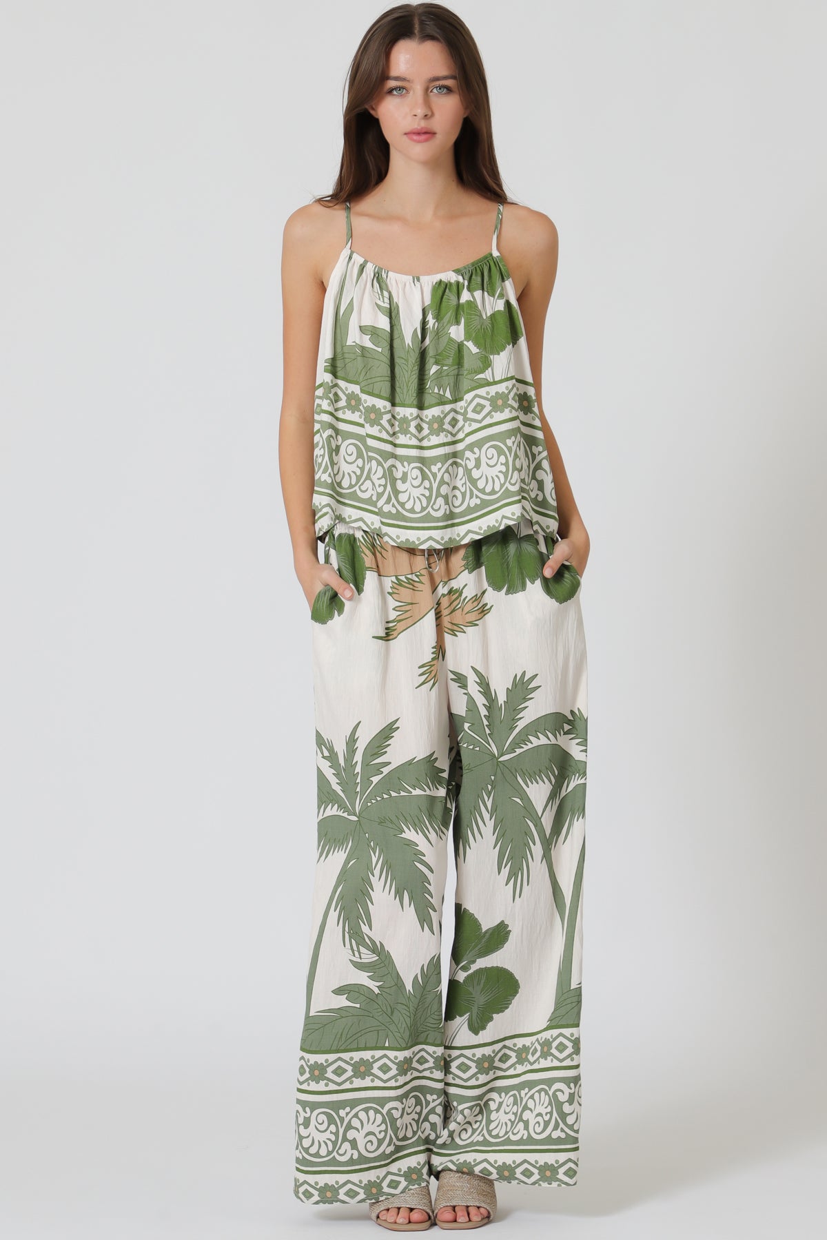 Palm Print Cami Top and Pant Set (sold separately)