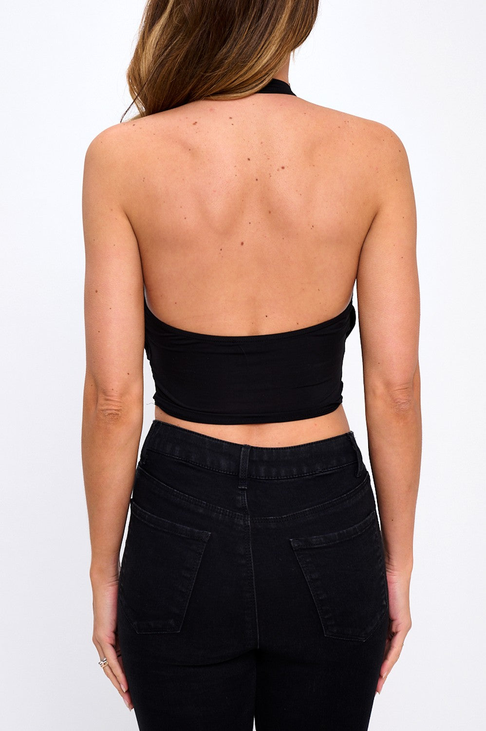 Halter Cowl Neck Cropped Top