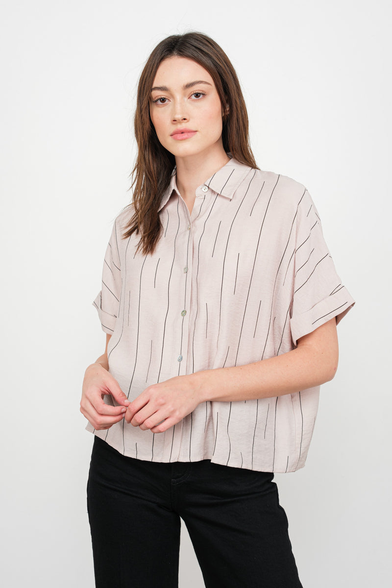 Stripe S/S Button Down Shirt