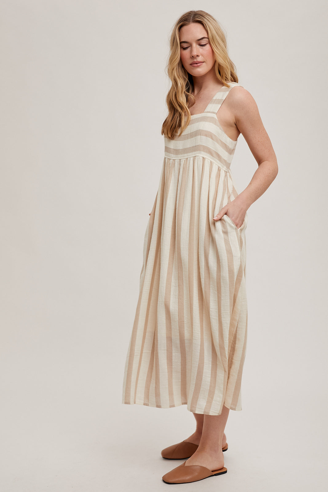 Striped Pocket Midi Dress