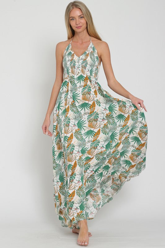 Tropical Smock Bodice Maxi Dress (PRE-ORDER ONLY)