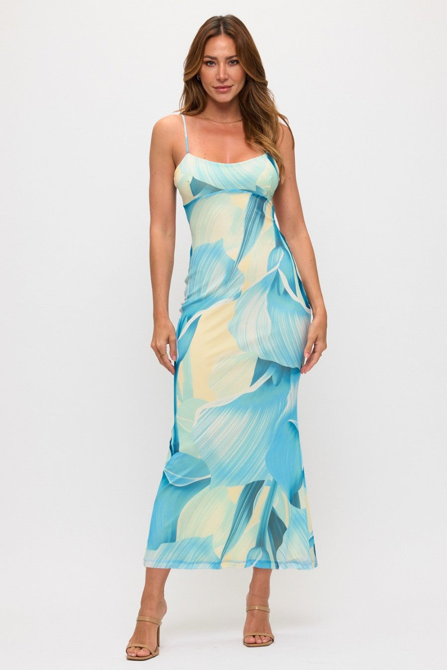 Waterfall Mesh Maxi Dress